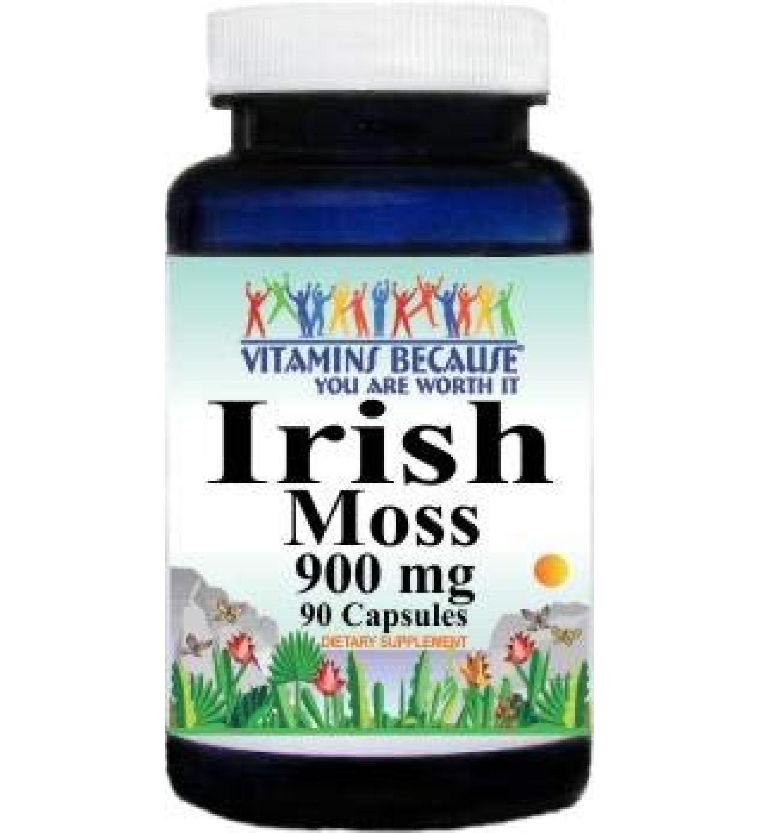 Irish Moss 900mg 90 Capsules Cough & Cold (Non-GMO Gluten Free 1.5 Month Supply) - Made in USA - by Vitamins Because