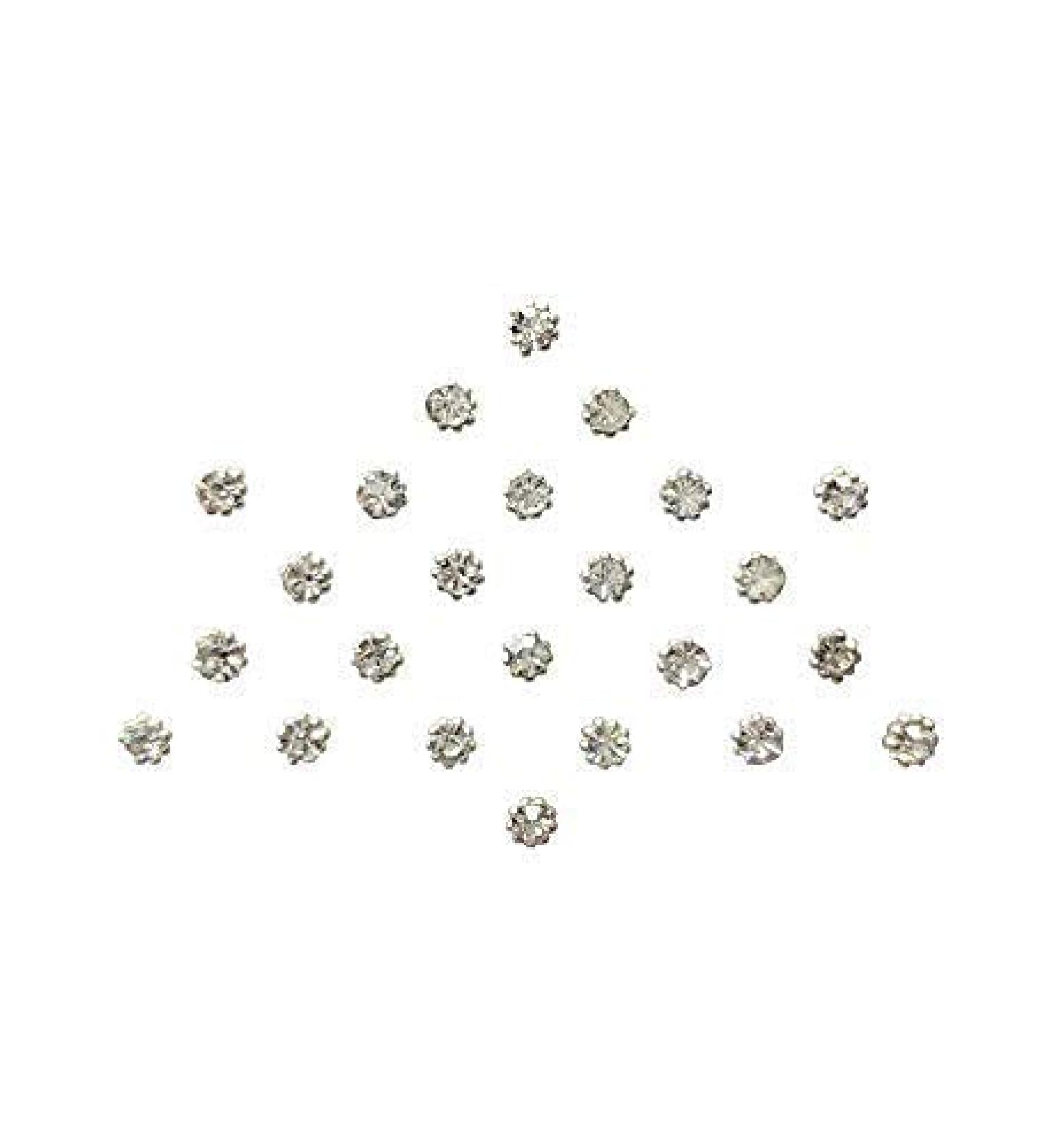 Indian Bollywood Forehead Stickers Diamond Design Jewelry Collection Small Stone Bindi (Silver)
