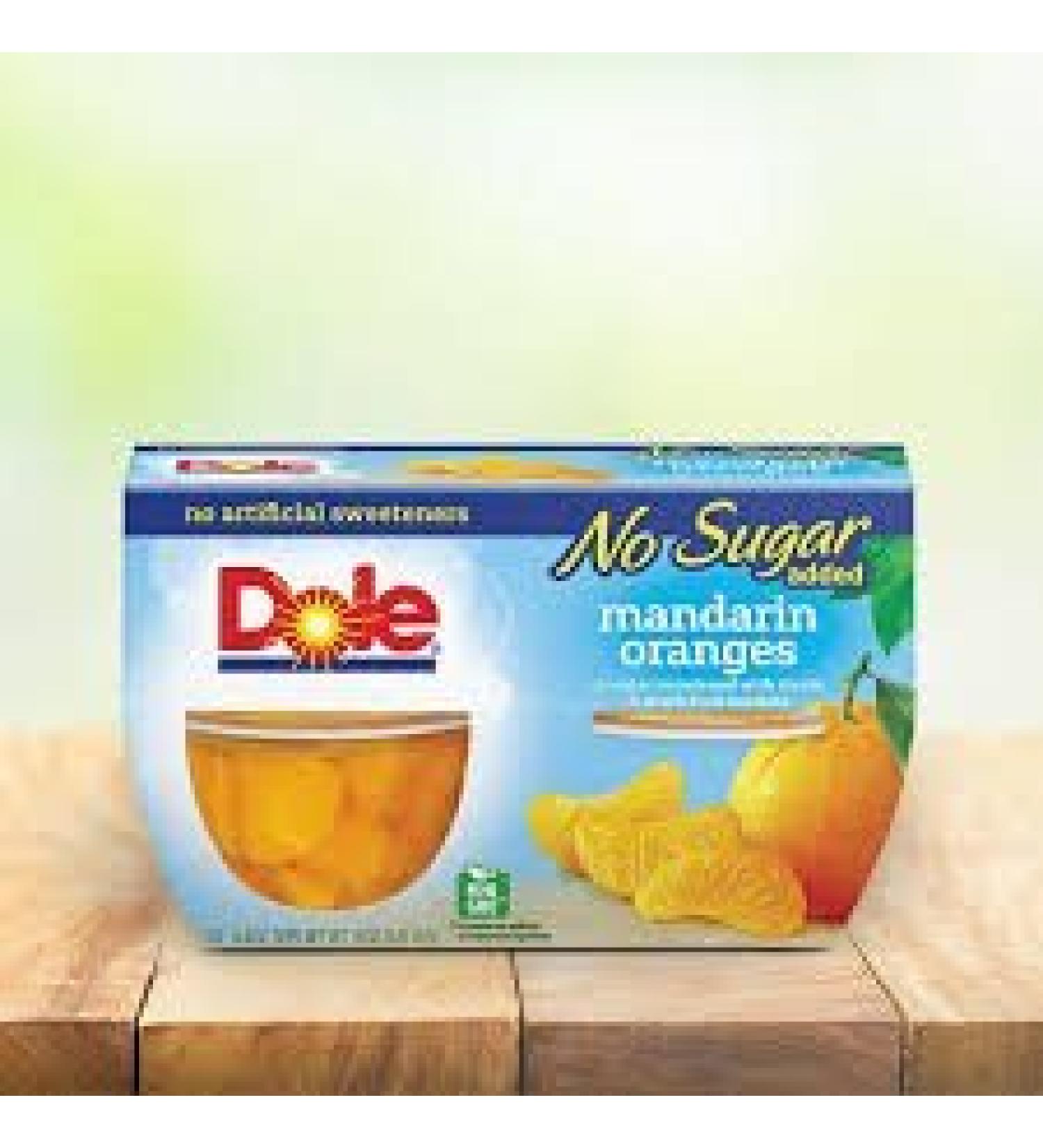 Dole No Sugar Added Mandarin Oranges in Water Sweetened with Stevia &Monk Fruit Extracts 4-4 OunceCups