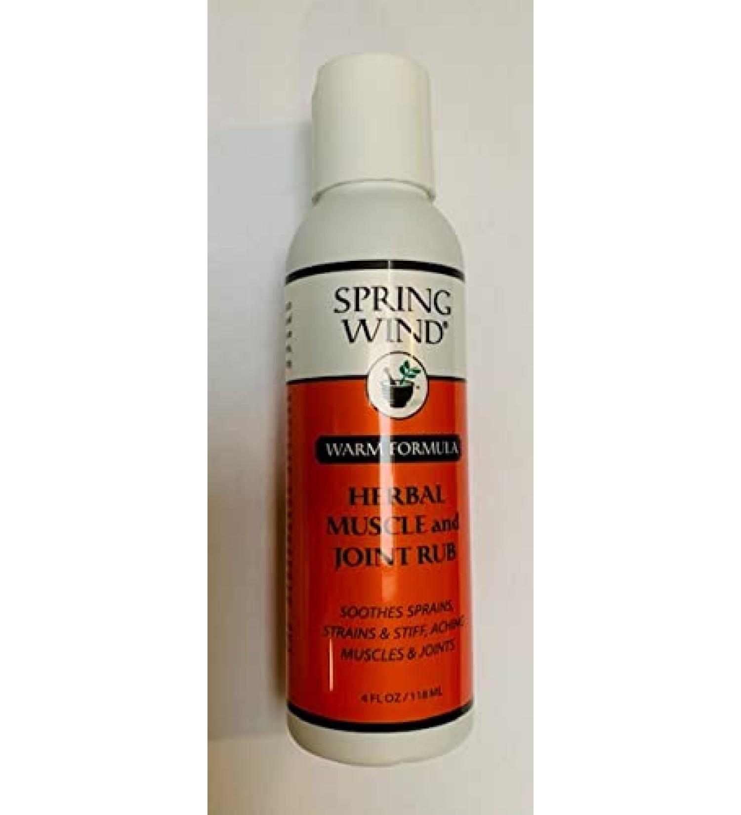 Spring Wind Herbal Muscle and Joint Rub (Warm Version) - Soothes Sprains Strains and Stiff Aching Muscles and Joints