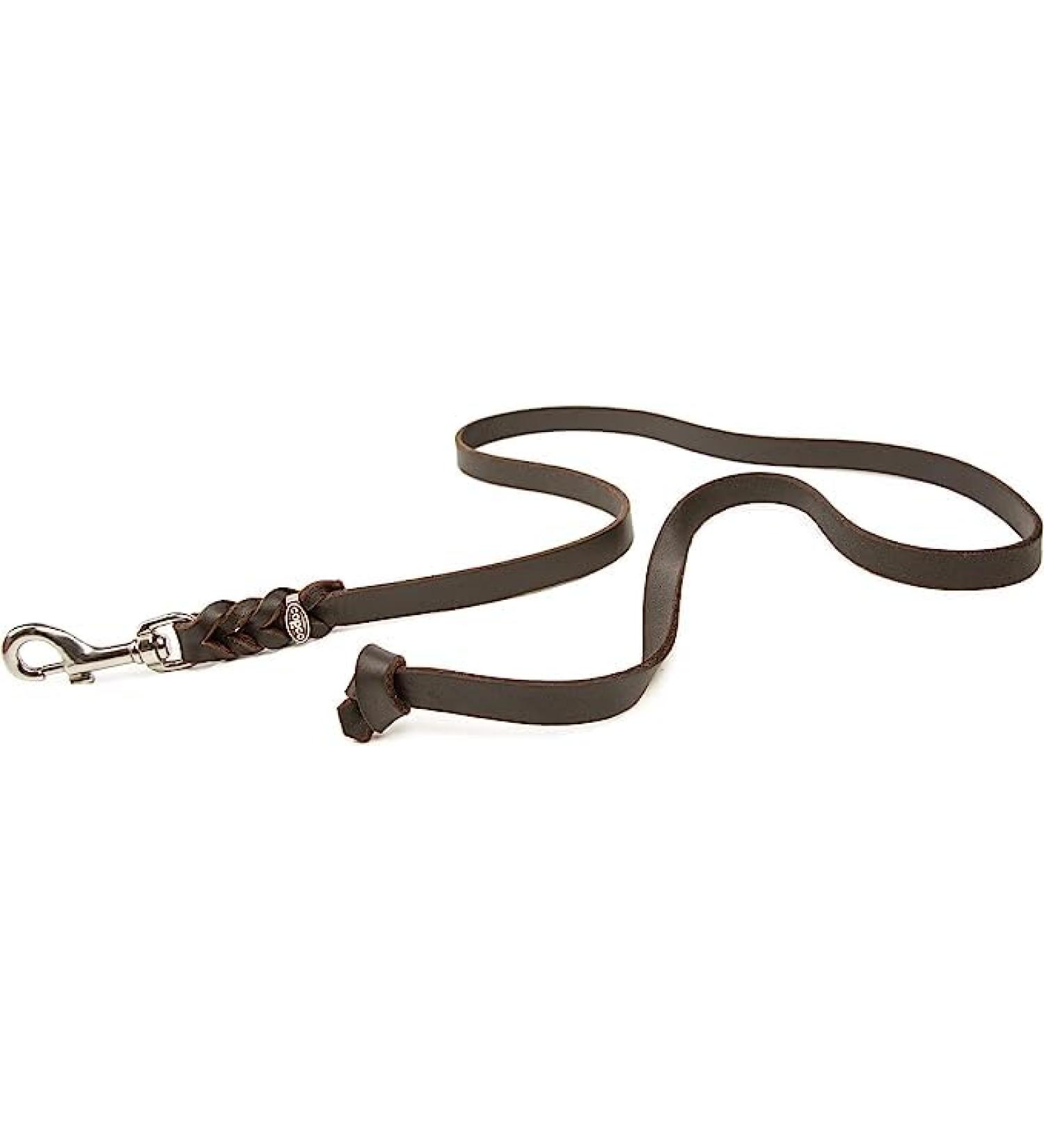 Copcopet Premium Cowhide Dog Leash - Soft Tow Lines 3m x 12mm Braided Leather Chrome Carabiner Made in Germany - Durable Dog Accessories - Buy Online on GoSupps.com