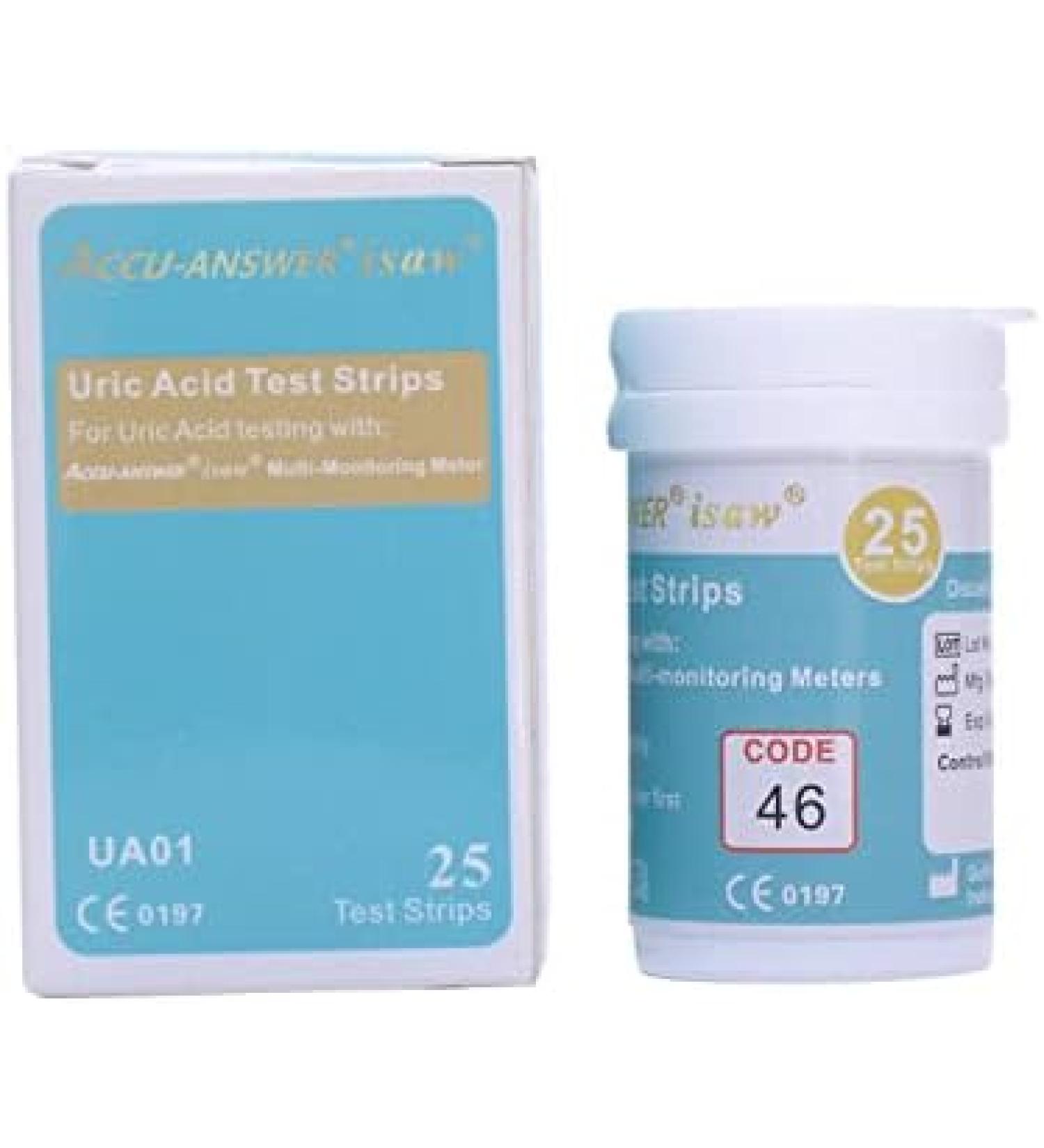 Accu Answer Isaw Blood Uric Acid Test Strips 25 Pcs