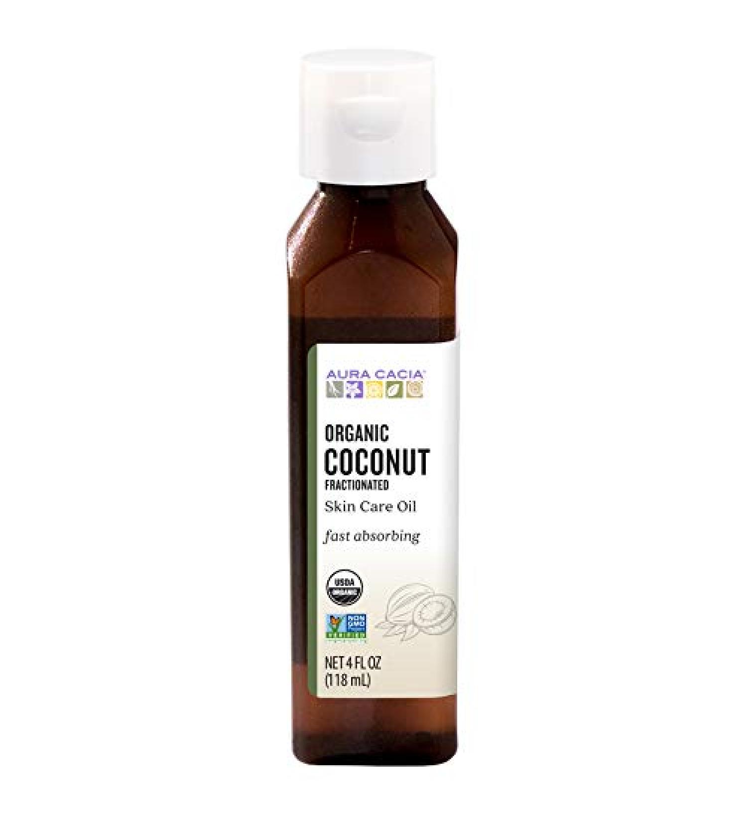 Aura Cacia Organic Coconut Fractionated Skin Care Oil 4 fl oz - Nourishing & Versatile - Buy Online on GoSupps.com
