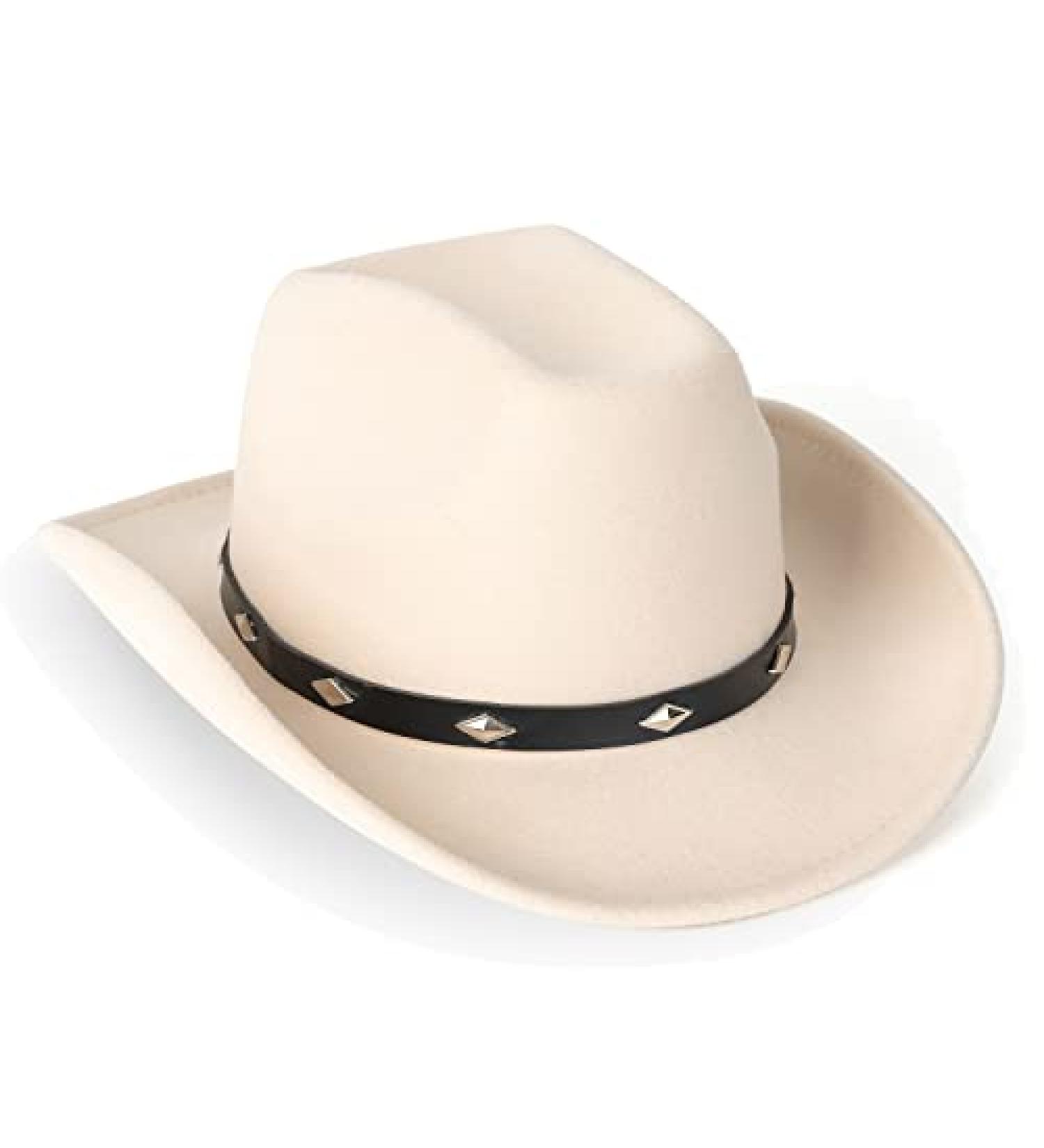 Lisianthus Wide Brim Cowboy Hat - Diamond Shaped Beige Medium - Unisex Western Outdoor Felt Hat - Buy Online on GoSupps.com