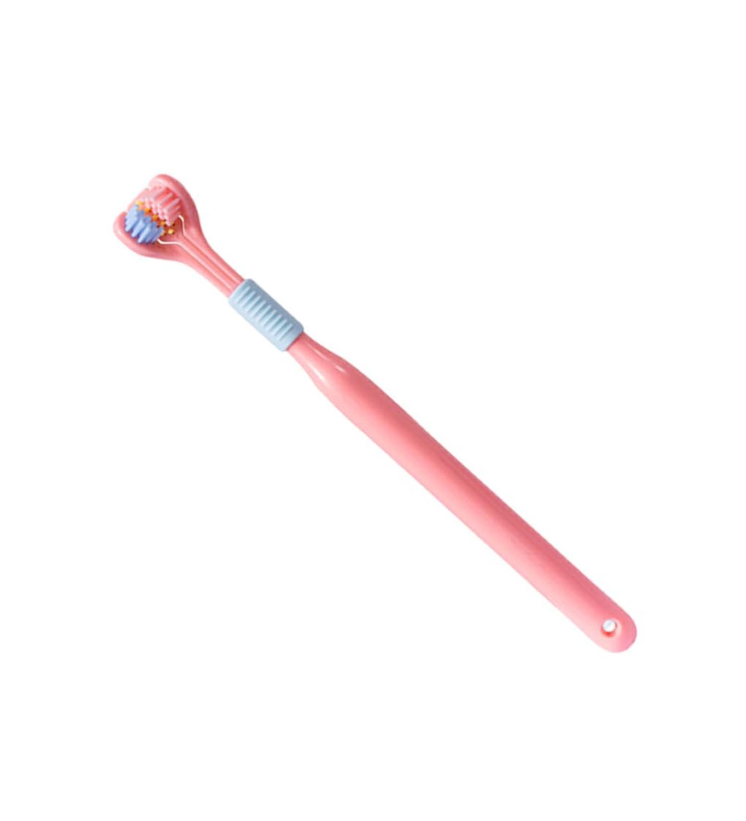Yusseqdd Sensory Toothbrush for Gentle Dental Care | Triple Head Pink Toothbrush for Adults & Kids | Effective Oral Hygiene Tool - Buy Online on GoSupps.com