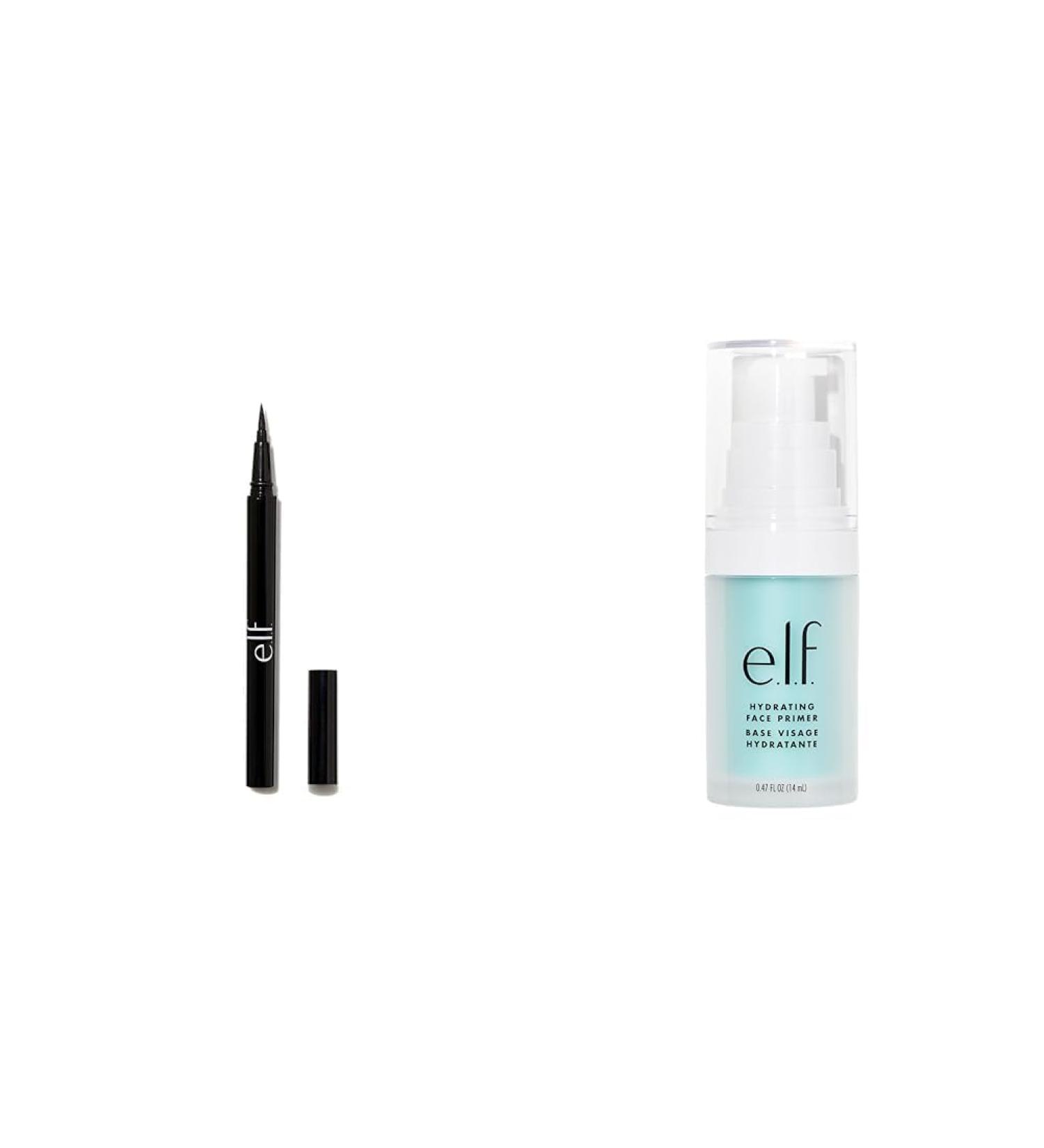 e.l.f. H2O Proof Eyeliner Pen Felt Tip Waterproof Liquid Formula Jet Black 0.02 Fl Oz (0.7mL) & Hydrating Face Primer Makeup Primer For Flawless Smooth Skin & Long-Lasting Makeup - Buy Online on GoSupps.com