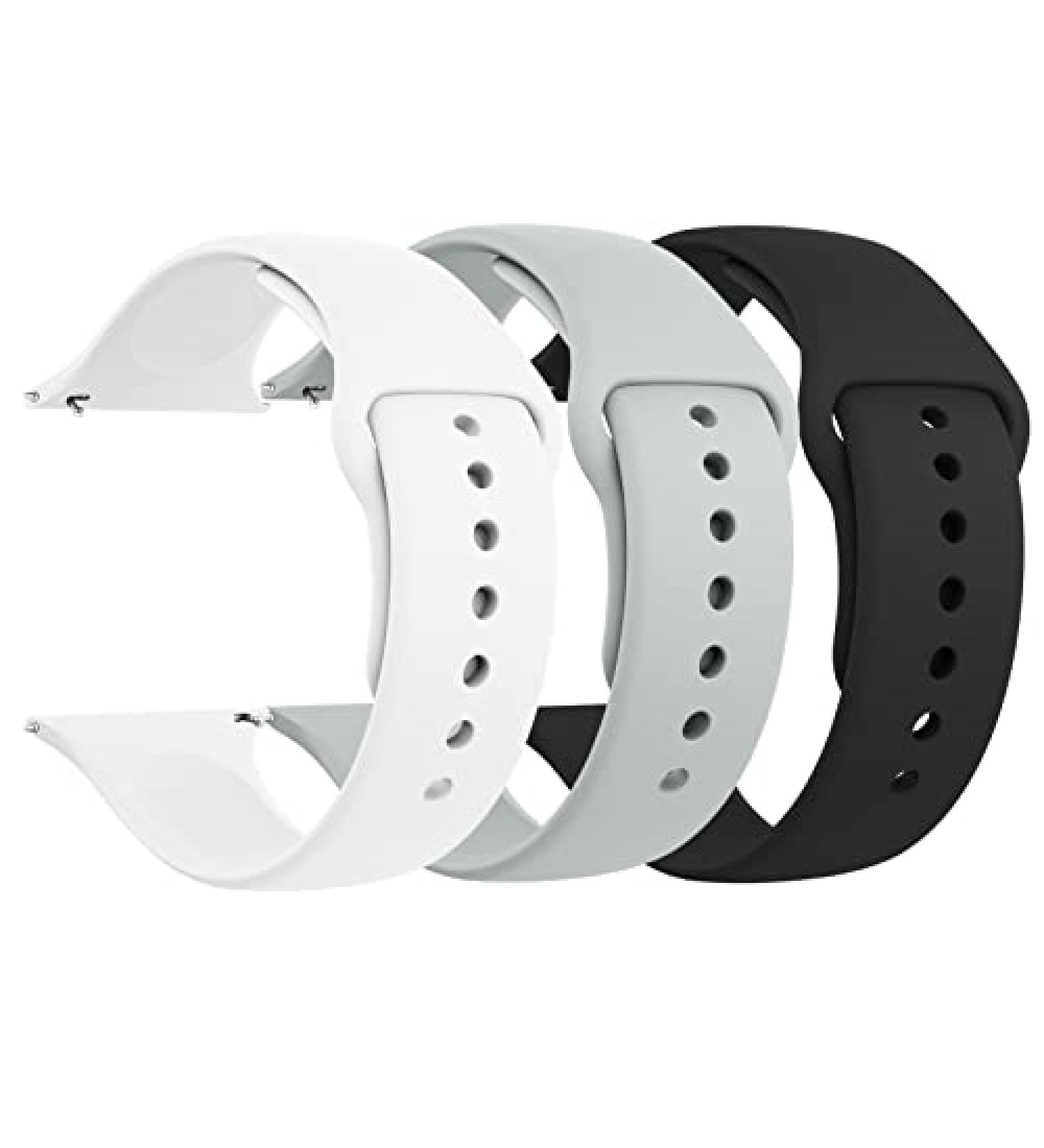 3 Pack Silicone Sport Bands Compatible with Apple Watch 38/40/41mm - White Grey Black - Replacement Straps for iWatch Series 8 7 6 5 4 3 SE - Men Women - Small Size - Buy Online on GoSupps.com