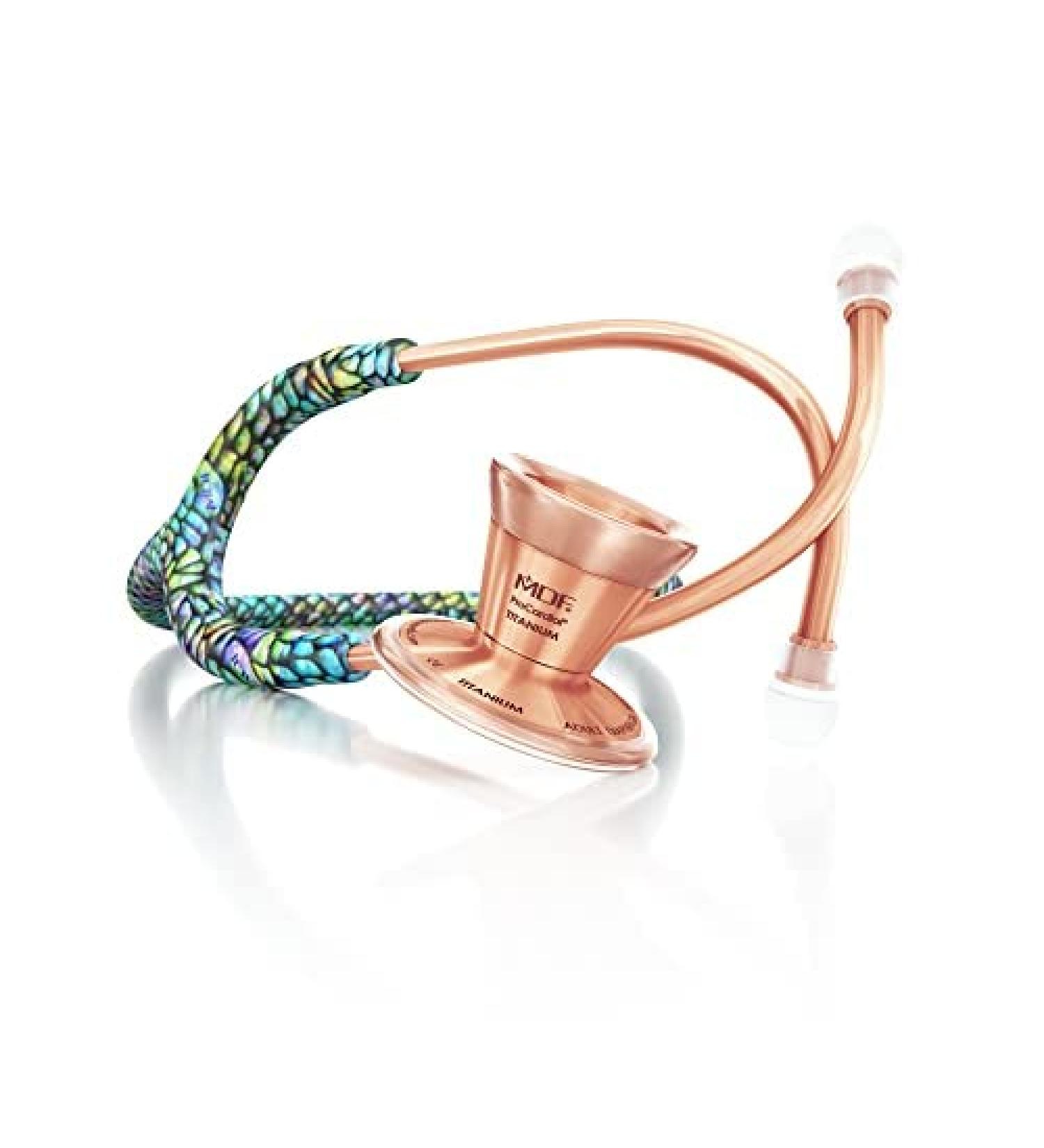 MDF Instruments Mermaid Rose Gold ProCardial Stethoscope - Limited Edition Lightweight Titanium Dual Head Mermaid Tube Adult Rose Gold Chestpiece - MDB797TMMRG - Buy Online on GoSupps.com
