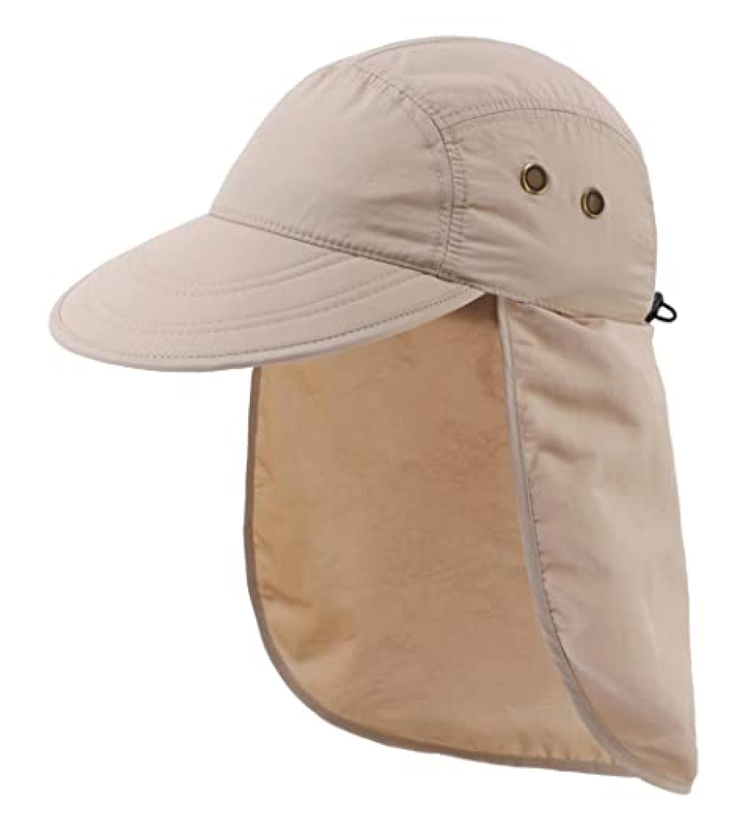 Connectyle Men's UV Sun Protection Safari Cap with Neck Flap - Khaki | Fishing & Hiking Hat - Buy Online on GoSupps.com