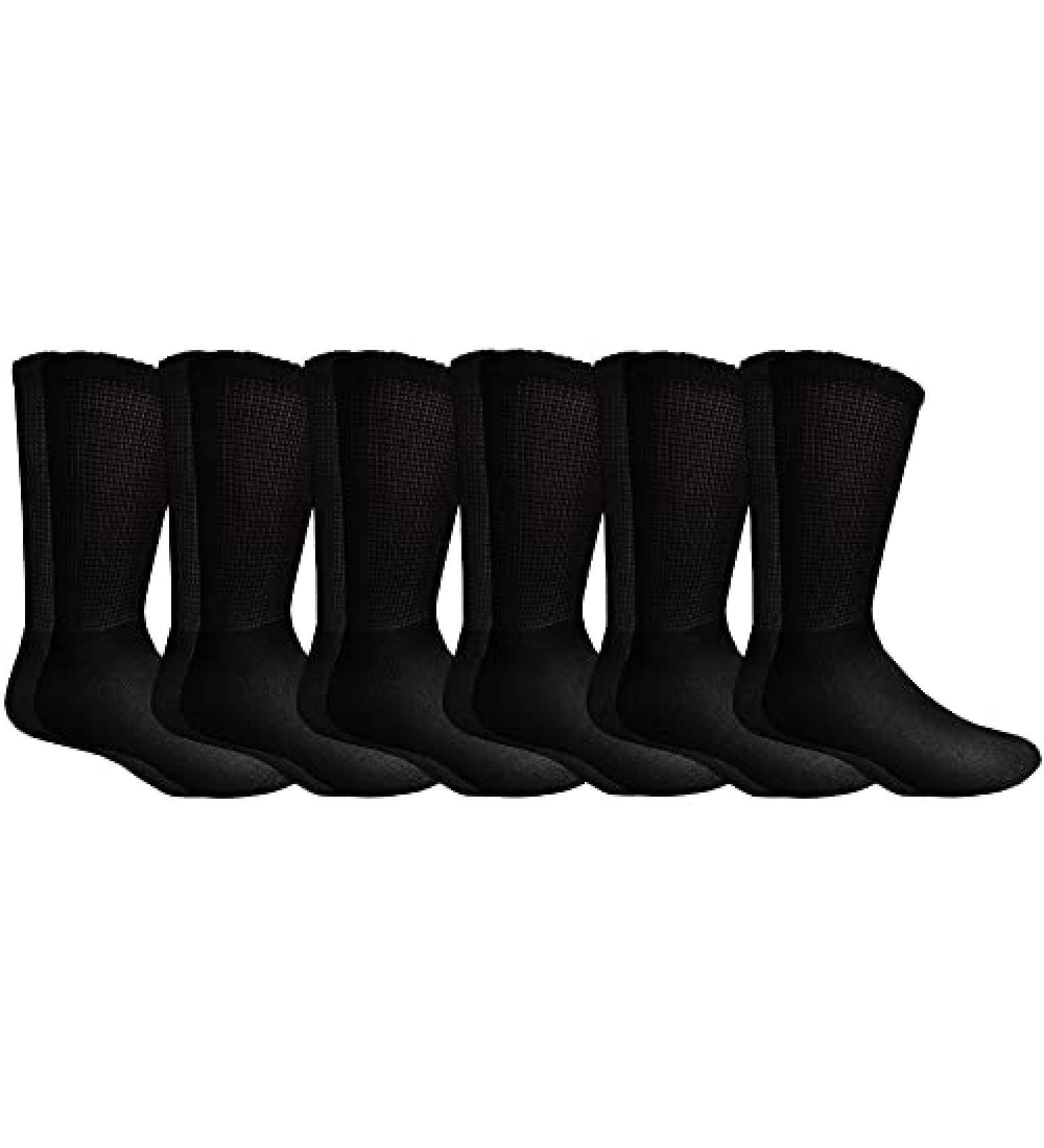 Yacht & Smith Men and Women 6-Pack Crew Diabetic Nephropathy Socks - Black - Buy Online on GoSupps.com