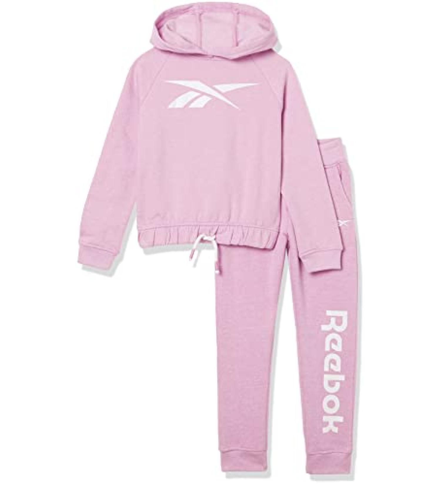 Reebok Girls 2-Piece Activewear Tracksuit Set - Hoodie Jacket + Performance Joggers | Orchid Bouquet Grndl - Buy Online on GoSupps.com