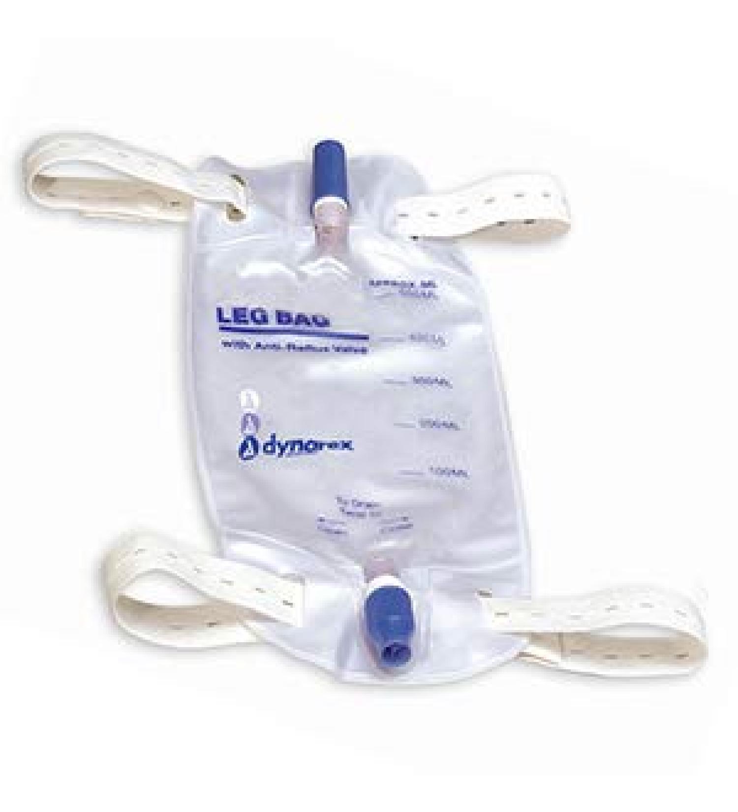 Urinary Leg Bag with Anti-Reflux Valve 600ml (20 Ounce) - Value 3-Pack