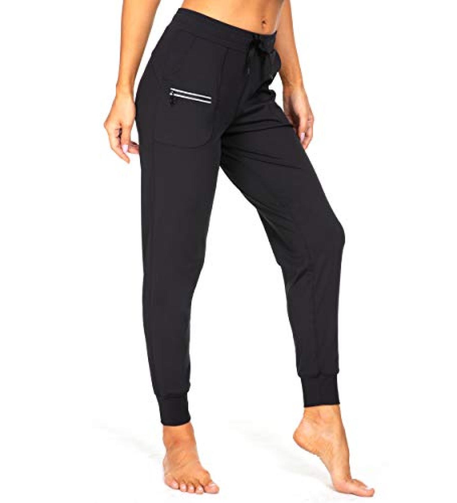 Kcutteyg Women's Joggers with Pockets - Lightweight Quick Dry Athletic Pants for Gym, Yoga, Running - Black, Size Large - Buy Online on GoSupps.com