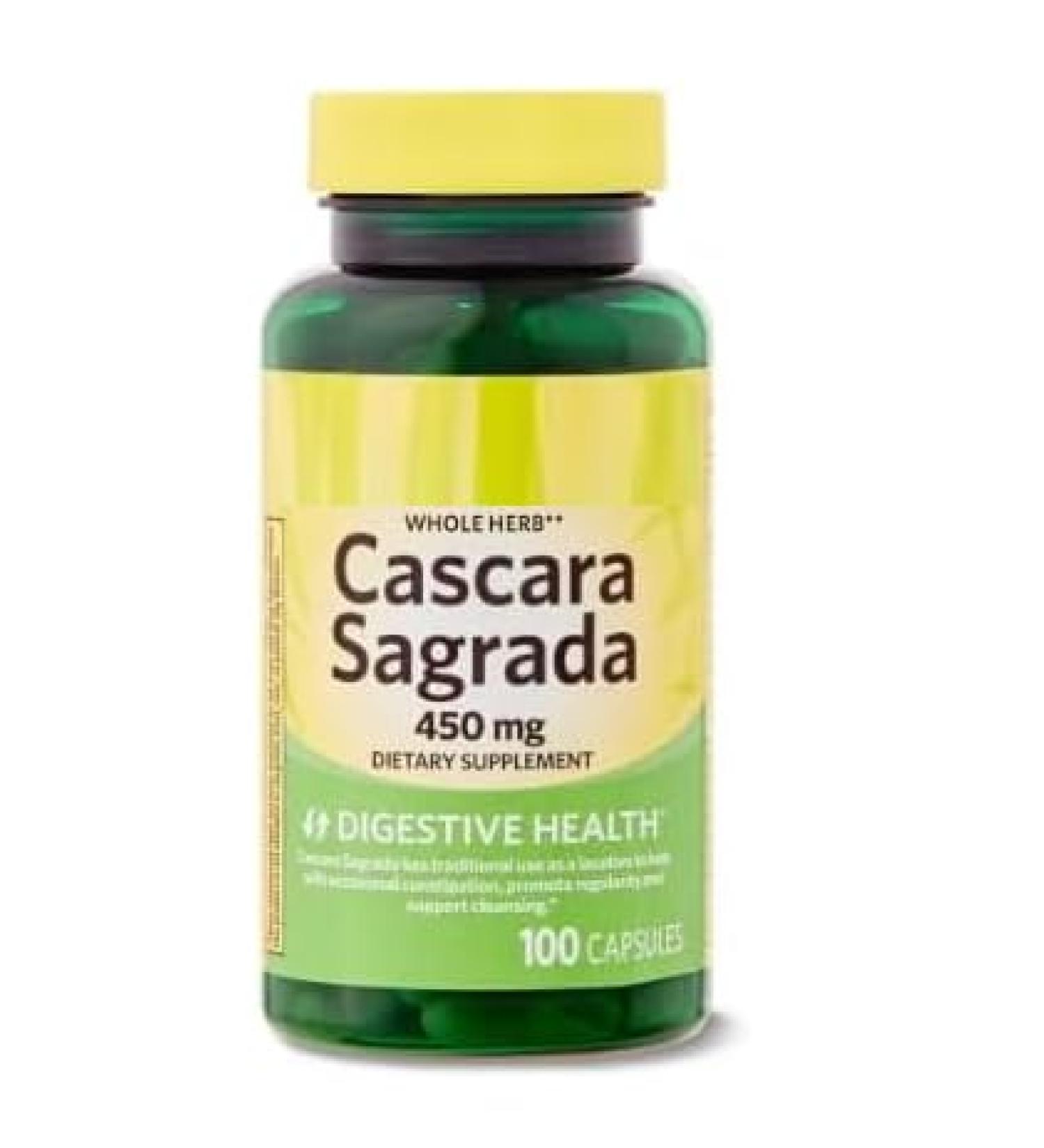 SEDLAV Whole Herb Cascara Sagrada Digestive Health Dietary Supplement Capsules 450 mg 100 Count + Sticker Intended for Measured Use in Daily Wellness Schedules