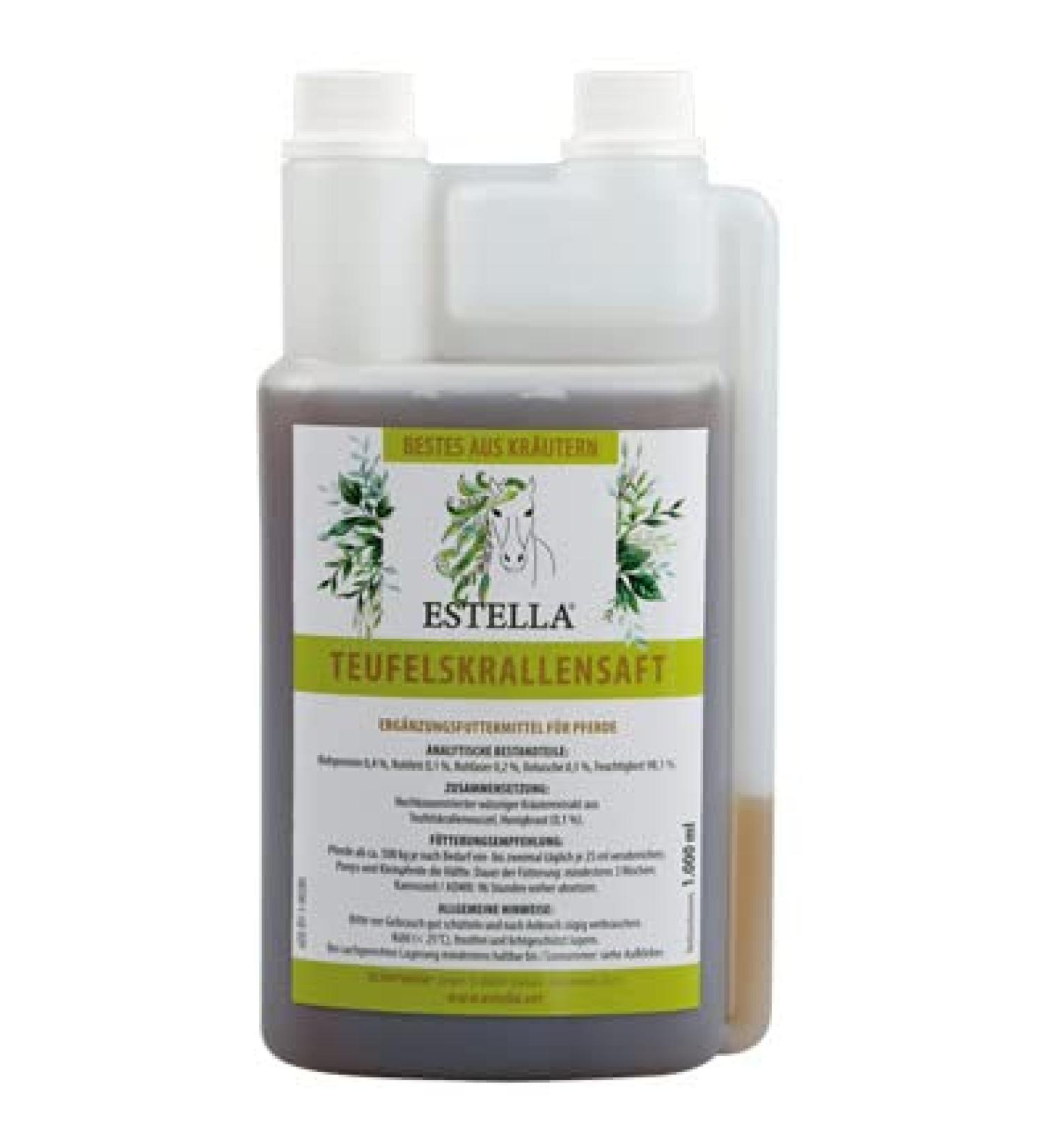 Estella devil clawen juice |1000 ml |Liquid supplementary feed for horses |Innovative support for the horse's joint metabolism |African devil's claw
