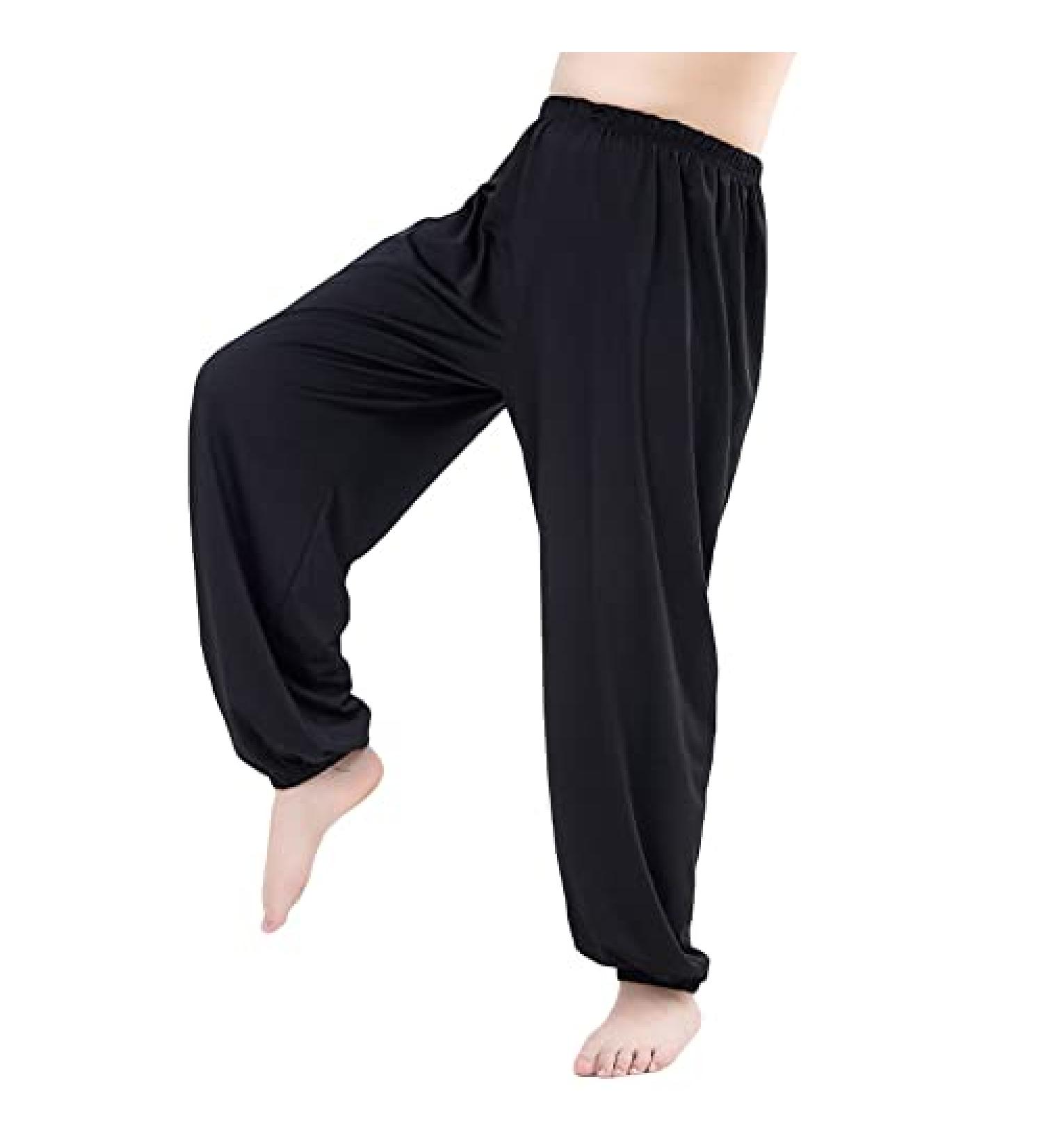 Libaobaoyo Kids Unisex Kung Fu Wide Pants | Stretchy Elastic Waist Taichi Practice Trousers | Black | 8-9 Years - Buy Online on GoSupps.com