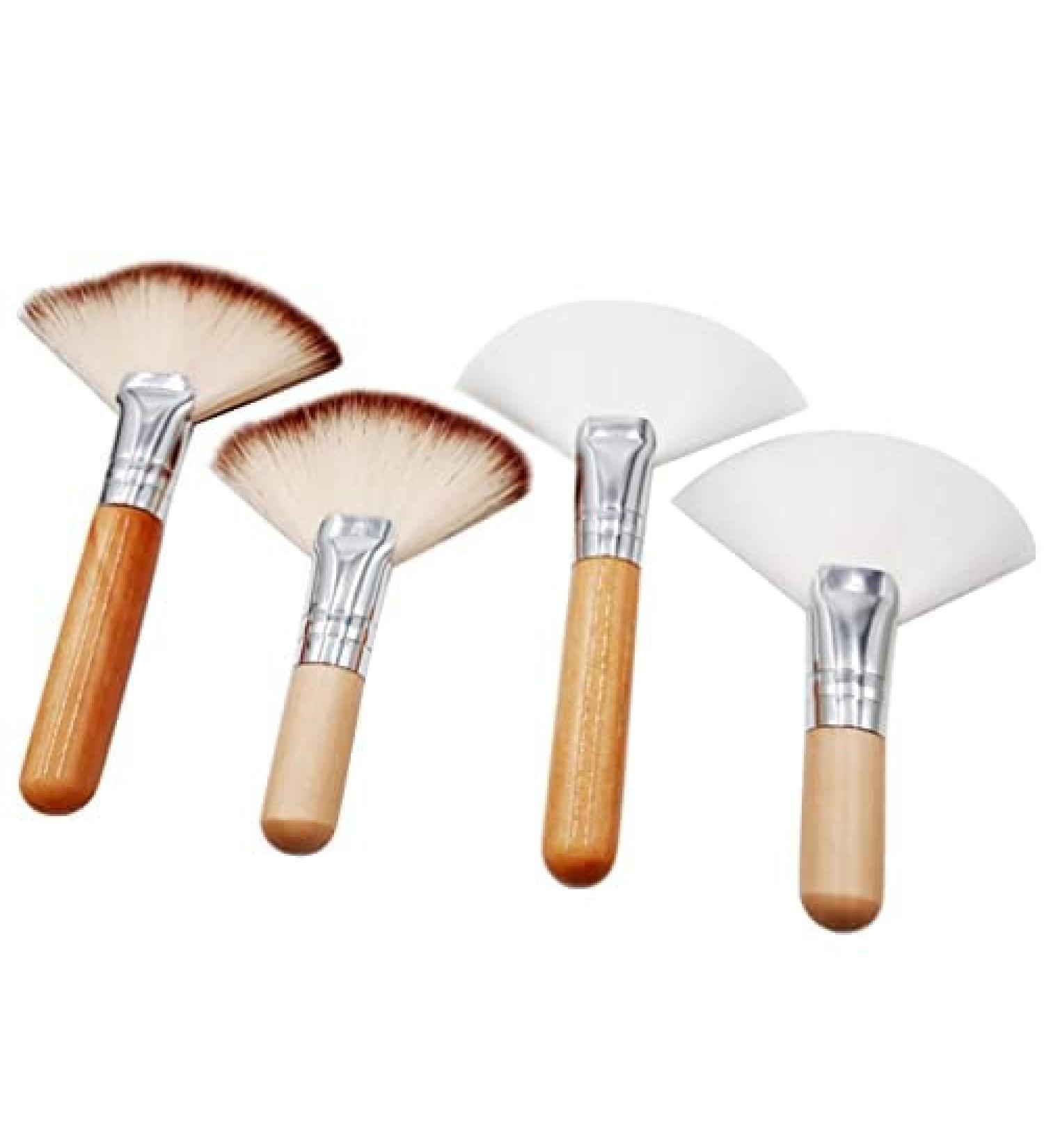 TEONEI Facial Fan Brush Set - 4PCS Face Makeup & Highlighting Tools for Flawless Cosmetic Application - International Shipping Available - Buy Online on GoSupps.com