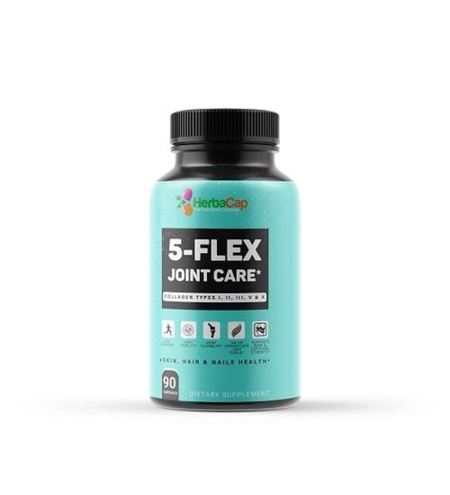 HerbaCap 5-Flex Joint Care: Collagen Peptide Supplement for Men and Women | Body Support - Buy Online on GoSupps.com