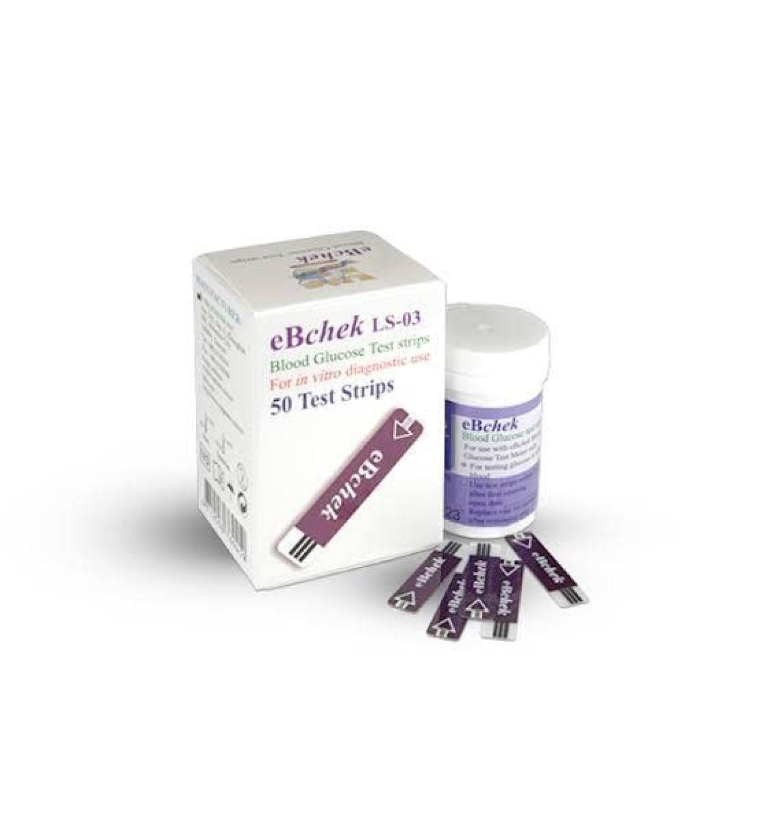 eBchek Blood Glucose Test Strips (50 Count) for Use with eBchek Monitor - 1 Box of 50 Diabetic Supplies (Meter NOT Included Test Strips ONLY)