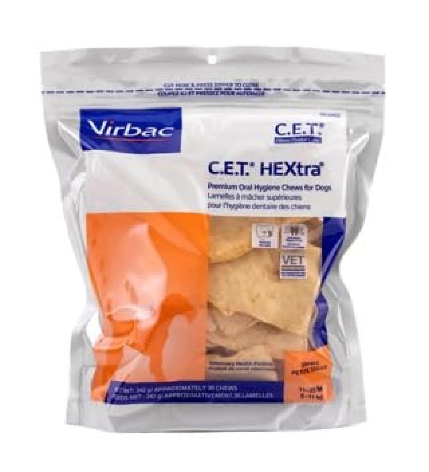 Hextra Premium Oral Hygiene Chews for Dogs (1 Pouch) 11 to 25 lbs 30 Chews by Virbac