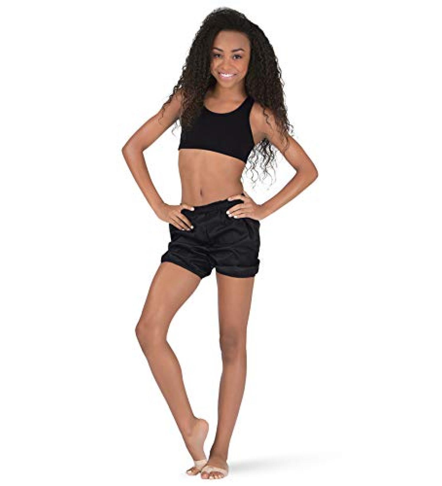 Body Wrappers Girls Ripstop Shorts 046BLKL Black Large - Premium Quality Dancewear for Girls - Buy Online on GoSupps.com