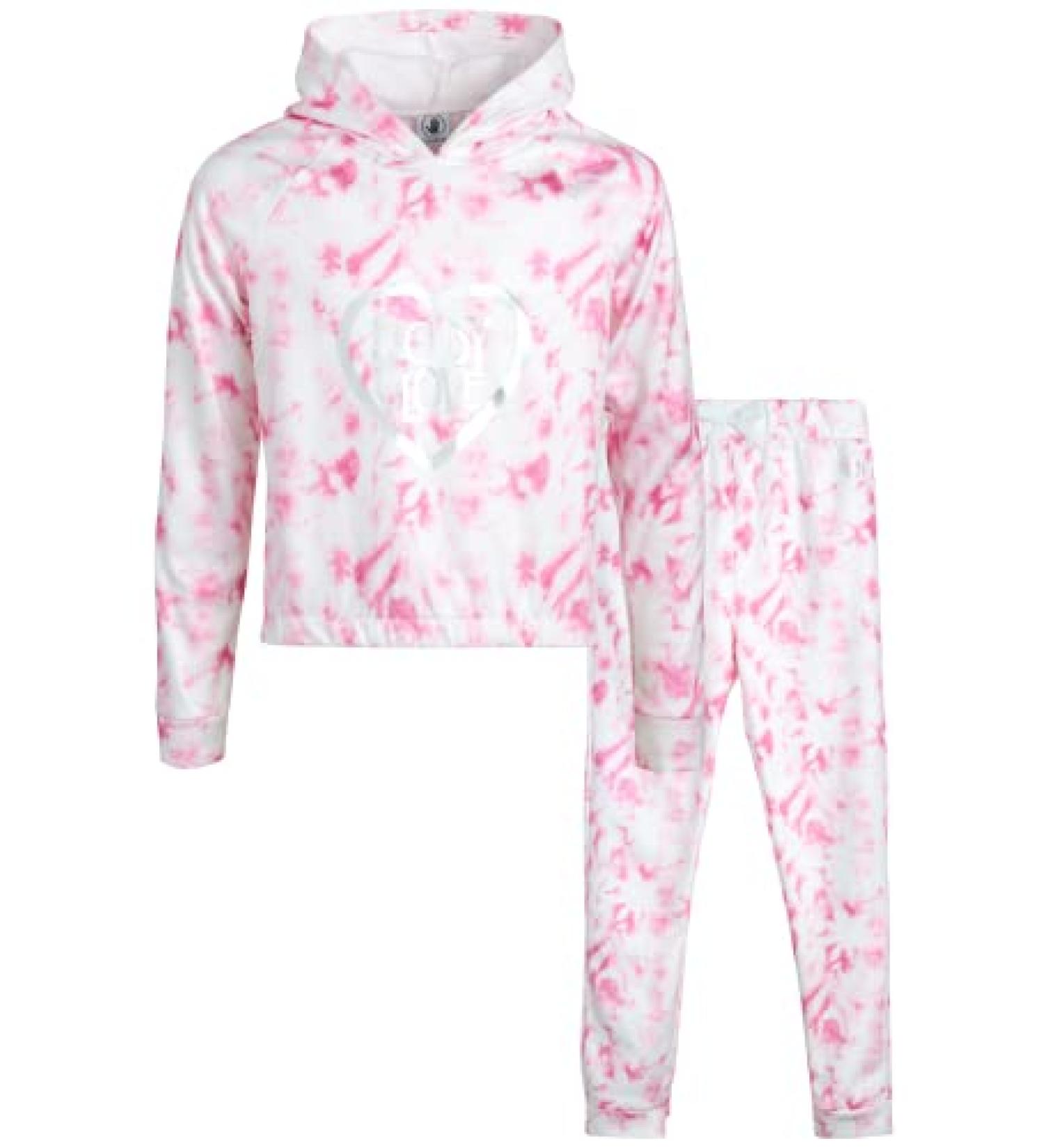Body Glove Girls' Cozy Pink Tie Dye Fleece Jog Set - 2 Piece Hoodie and Jogger Sweatpants (Size 7-12) - Buy Online on GoSupps.com