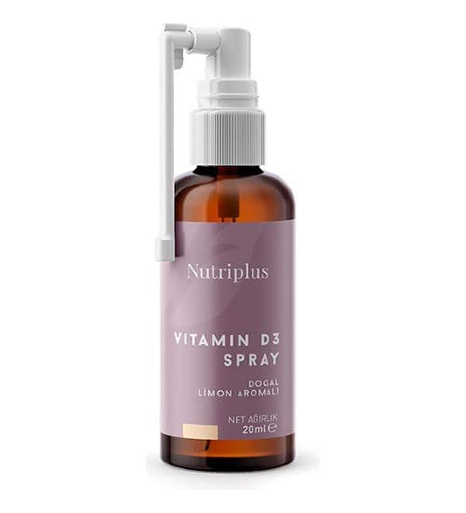 FARMASi Nutriplus Vitamin D3 Spray Clean Formula 20 ml / 0.67 fl oz Lemon Flavored No Sugar No Preservatives