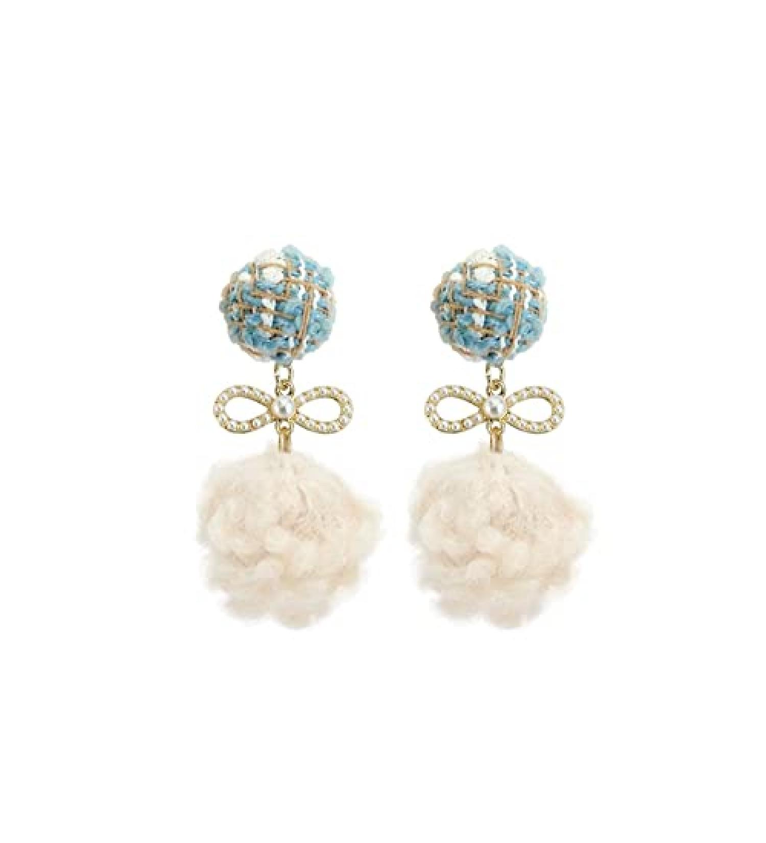 Fashion Earrings Women's Earrings Long Pendant Blue Ball Bow Stud Earrings Women's Jewelry Festival Party Banquet Jewelry Dainty Earrings Fashion Accessories - Buy Online on GoSupps.com