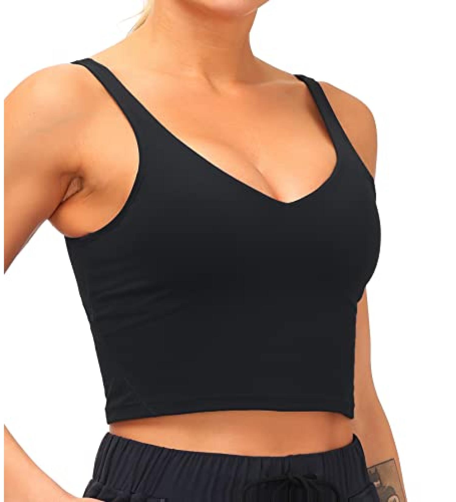 Dragon Fit Longline Padded Sports Bra for Women - Yoga Crop Tank Top - Fitness Running Top in Medium Black - Buy Online on GoSupps.com