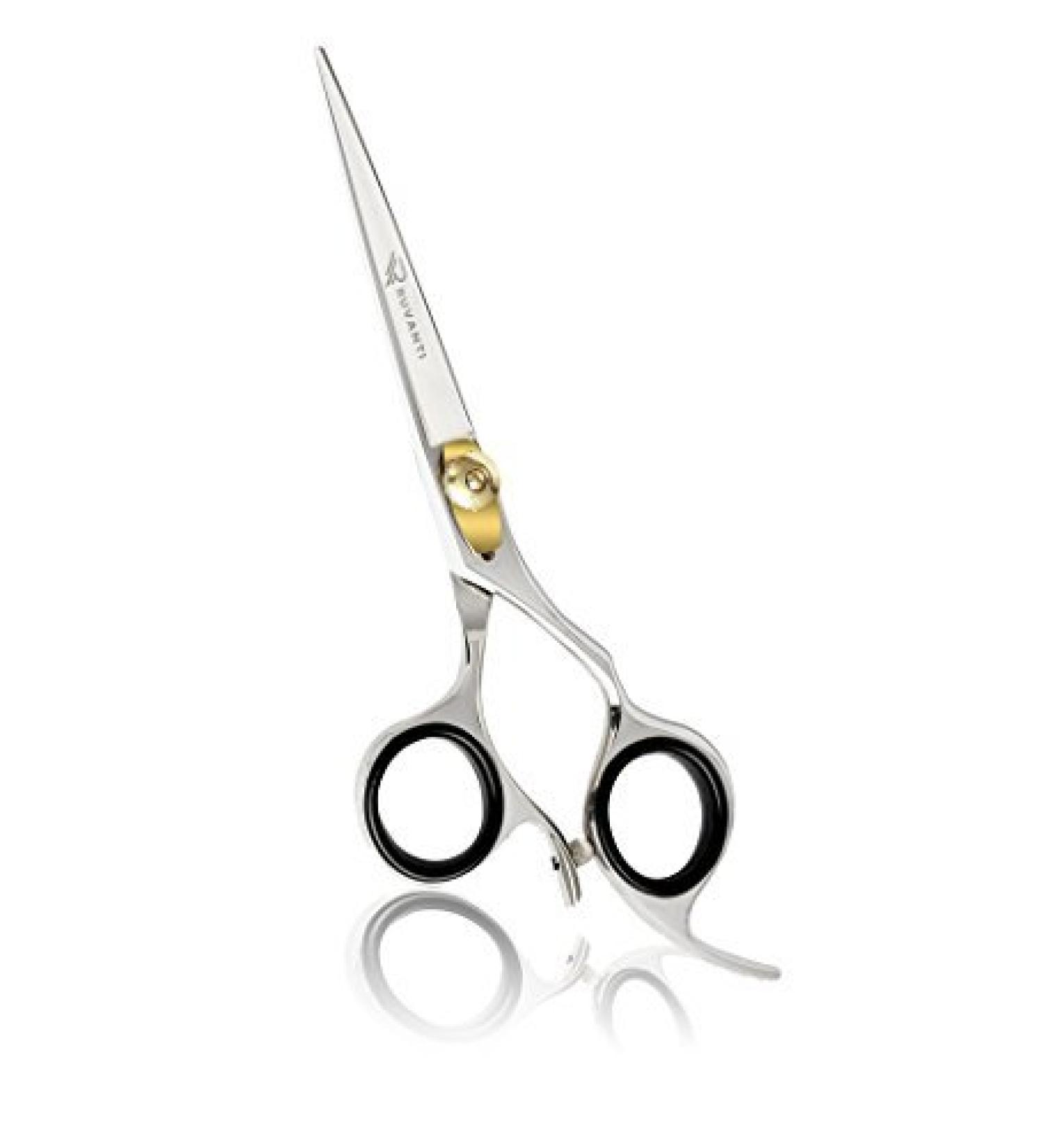 RUVANTI Professional Hair Cutting Scissors - Barber Hair Scissor 6.5" Japanese Super Cobalt Stainless Steel Hair Shear - Hairdresser/Barber Shears for Kids Men Women with Golden Adjustment Screw Silver Gold Scissor