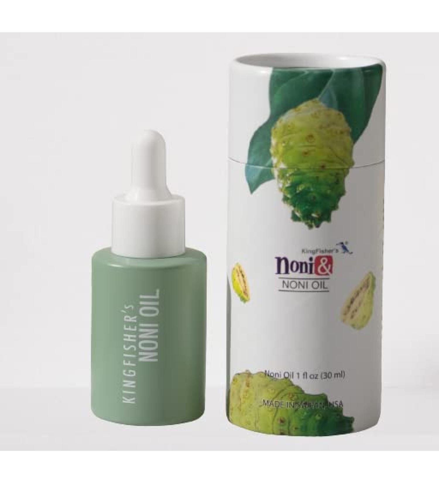 Kingfisher's Noni Oil Made from Organic Noni Fruit & Extra Virgin Coconut oil Anti-aging face oil Ideal for Dry Skin (elbows heels or knees) Nourishing Scalp Oil Massage oil 30ml - Buy Online on GoSupps.com