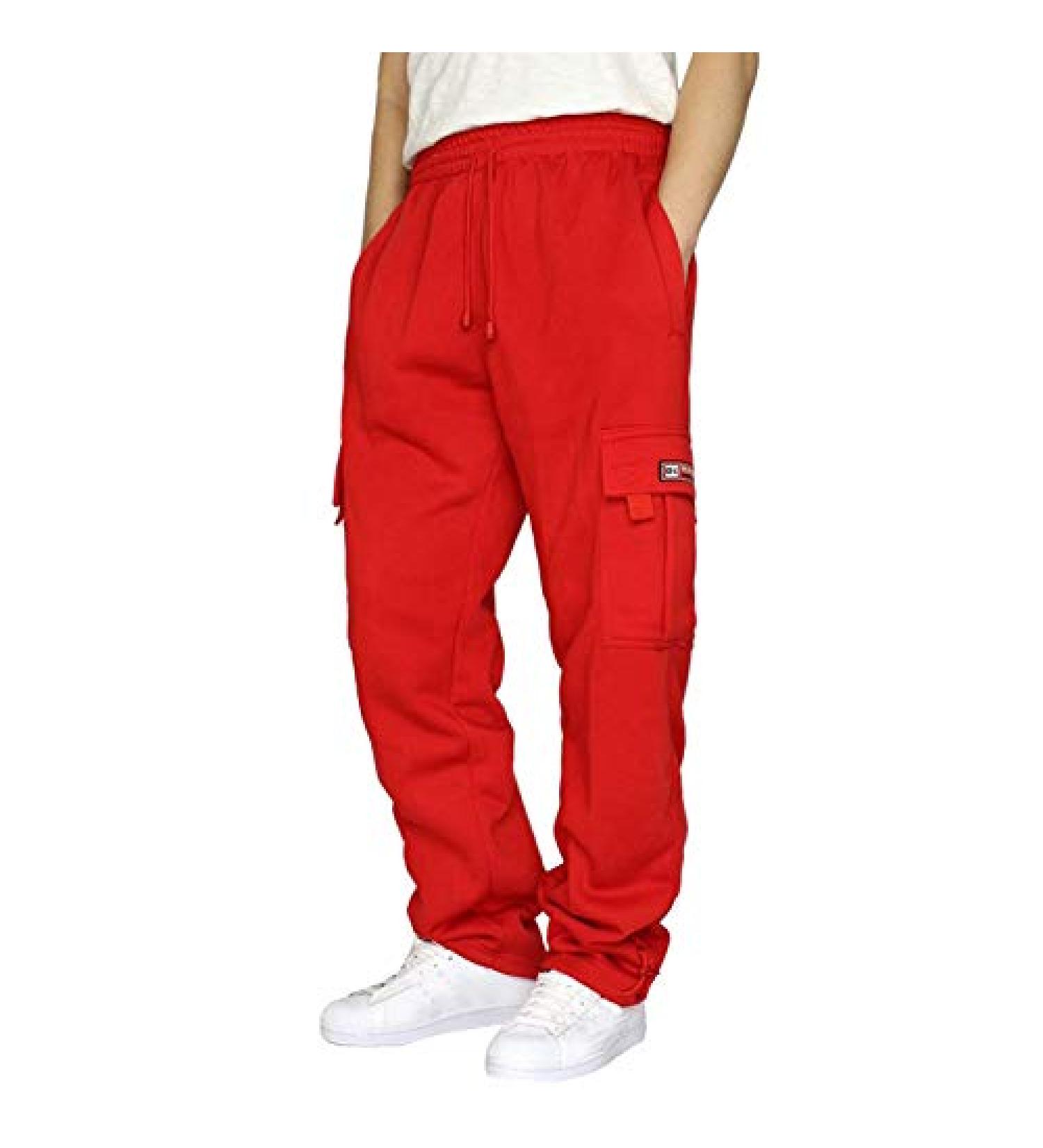 Men's Lightweight Mesh Athletic Sweatpants in Red - Loose Fit Workout Pants | Medium - Buy Online on GoSupps.com