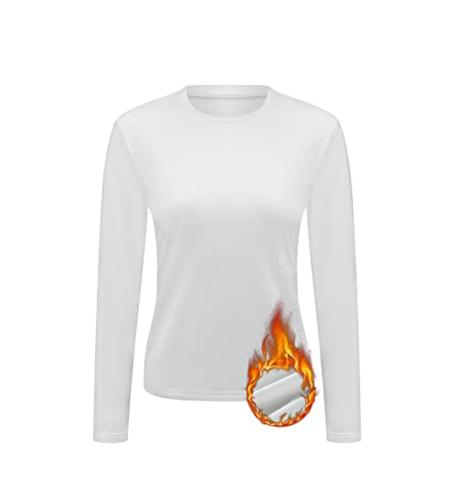Womens Thermal Top - Long Sleeve Crew Neck Shirt for Cold Weather | Ultra Warm Underwear - White, Medium - Buy Online on GoSupps.com