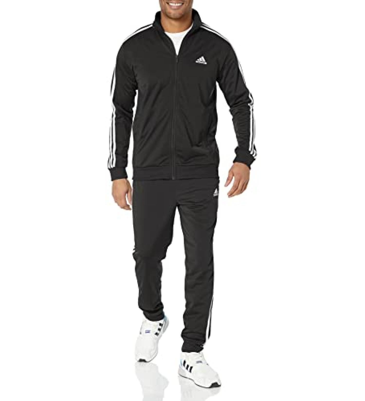 adidas Men's 3-Stripes Tricot Track Suit - Large Black - Buy Online on GoSupps.com