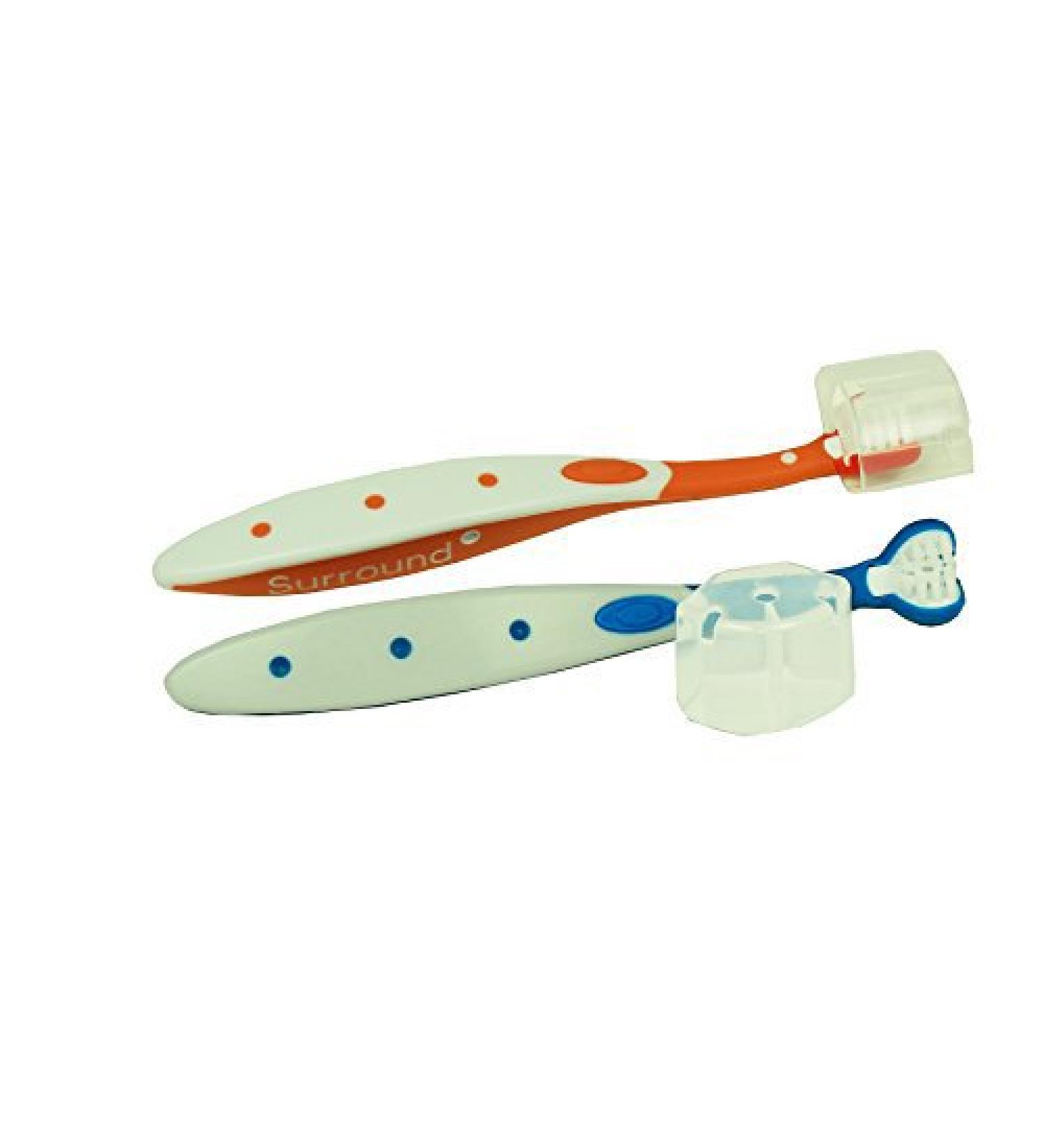 Surround Toddler Toothbrush (Pack of 2) - Purple/Green - Gentle Cleaning for Kids - Buy Online on GoSupps.com