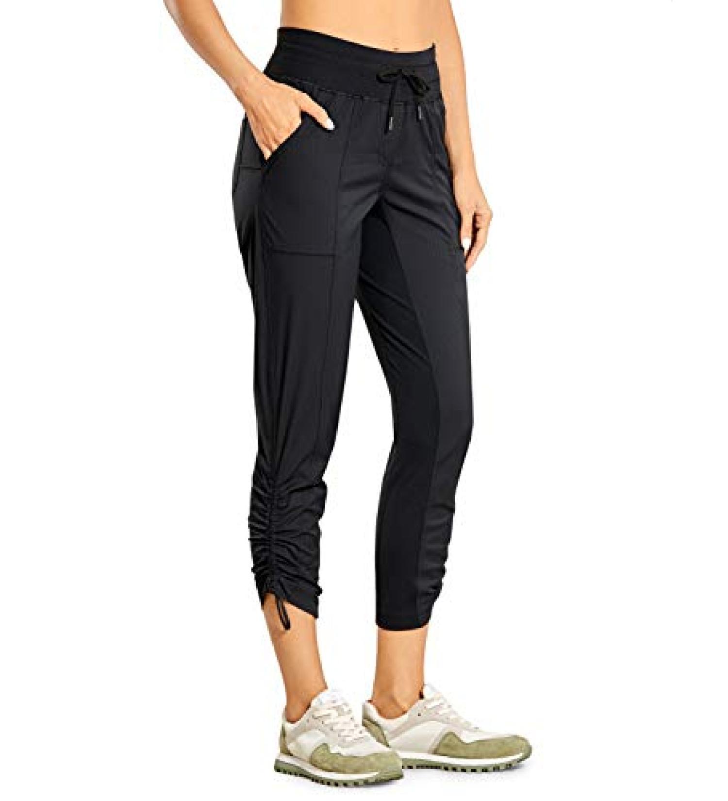 CRZ YOGA Women's Lightweight 7/8 Pants 25'' Inseam - Casual Workout Joggers with Pockets for Outdoor Activities - Medium Black - Buy Online on GoSupps.com