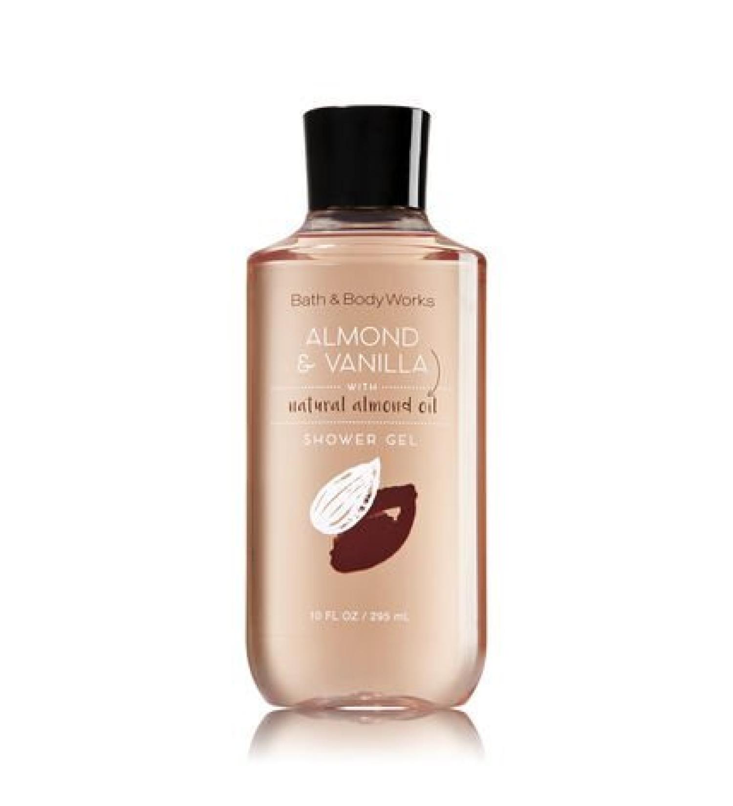 Bath and Body Works Shower Gel Almond and Vanilla Body Wash 10 Ounce Full Size