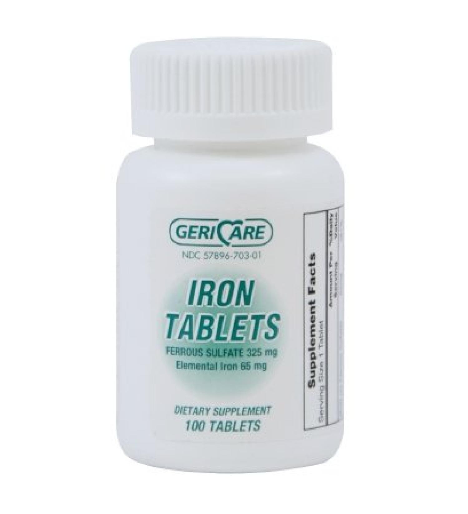 73012700 Iron Supplement Geri-Care 325 mg Strength Tablet 100 per Bottle