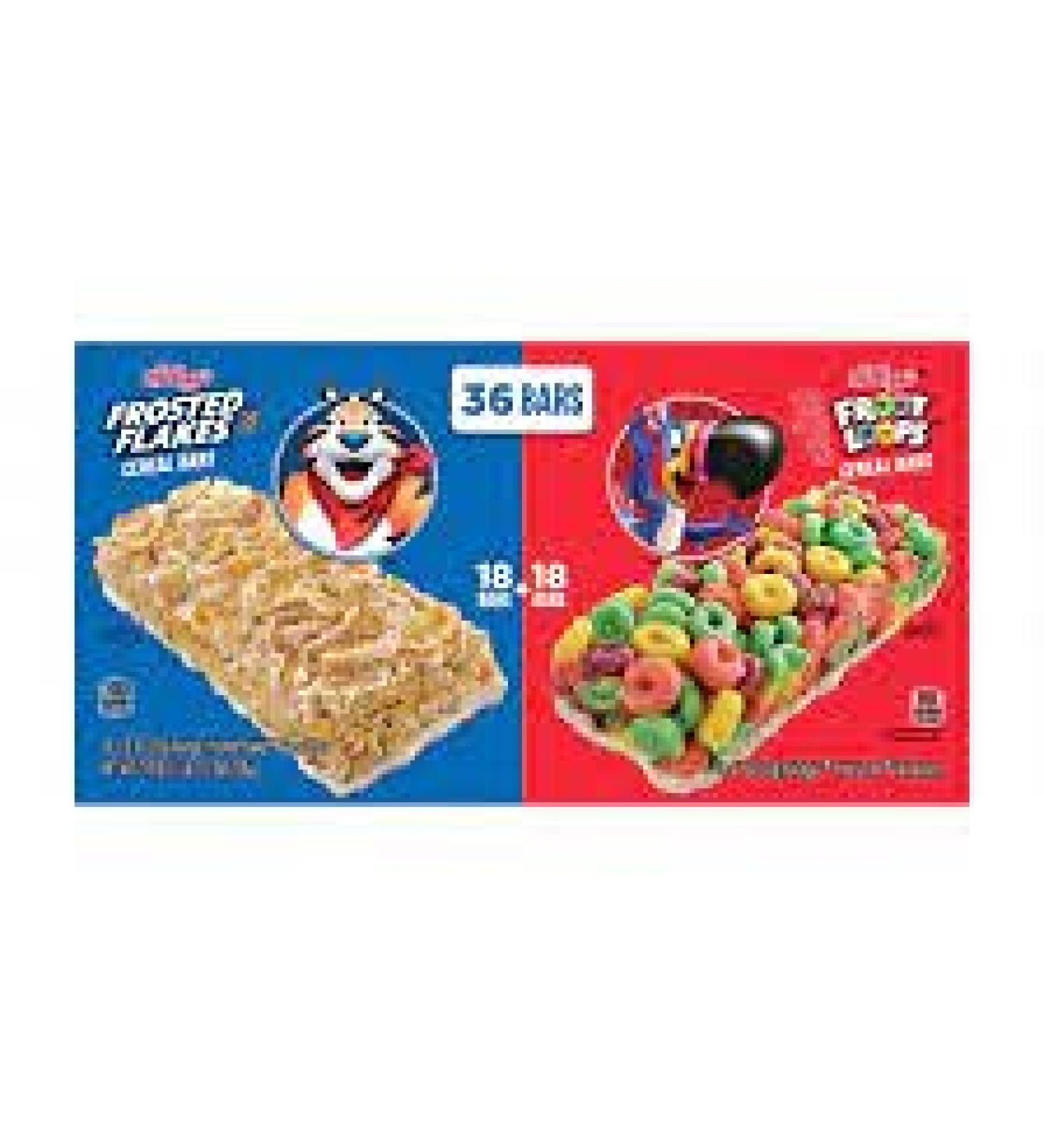 KELLOGGS CEREAL TREAT BARS 18 FROSTED FLAKES 18 FROOT LOOPS 36 CT.