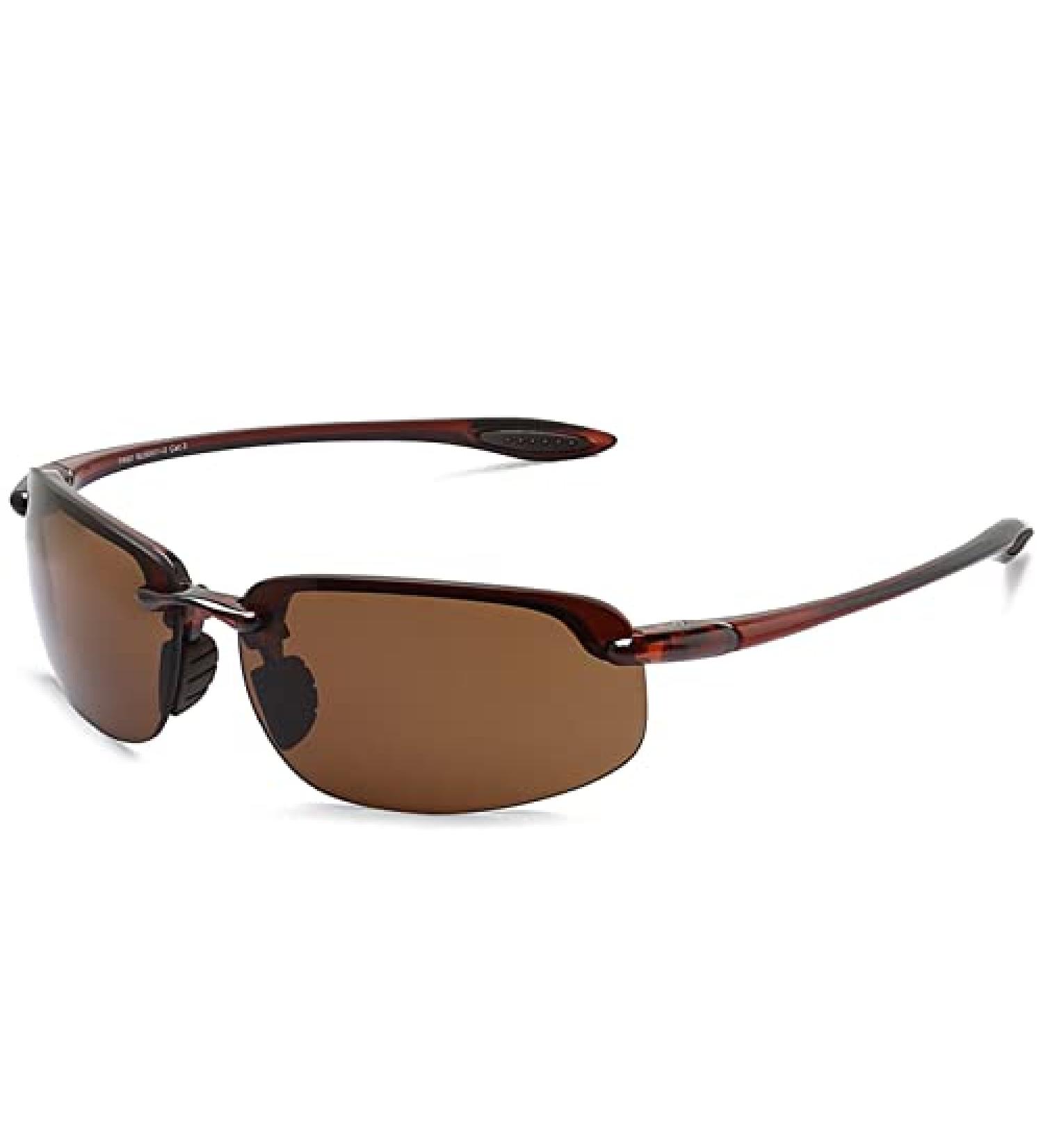 JULI Tr90 Rimless Sports Sunglasses for Men Women | Brown/Brown Polarized | Ideal for Running, Fishing, Baseball, and Driving - Buy Online on GoSupps.com
