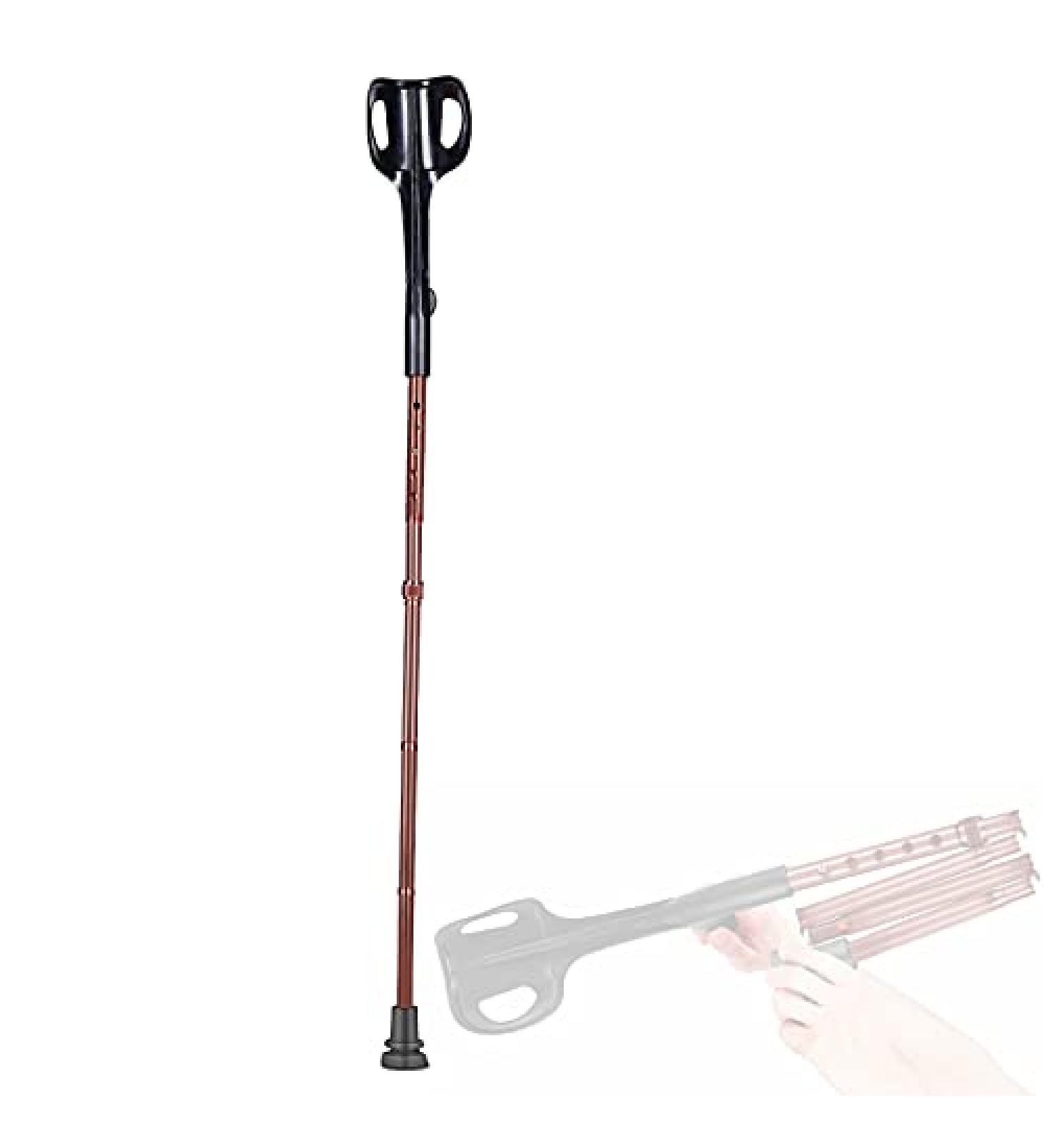 Folding Forearm Crutch Portable Height Adjustable Walking Stick with Comfy Handle for Seniors Disabled Elderly Rose Gold Run forward - Buy Online on GoSupps.com