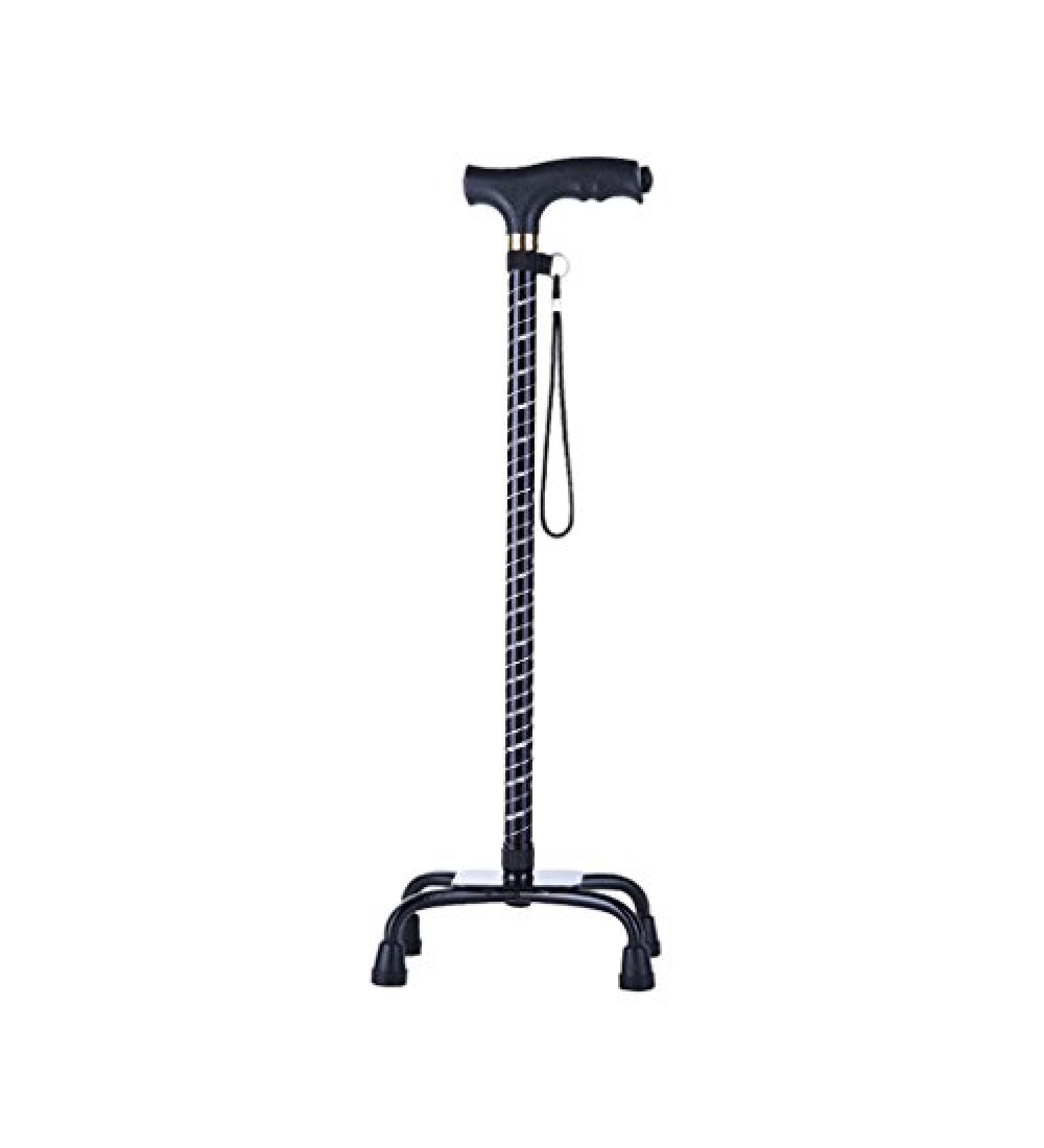 Aluminum Alloy Crutch - Men Ms Four Feet Walking Stick -Elderly Four Corners Crutch -Adjustable Telescopic Cane Mobile Aid with Light Black powerfully - Buy Online on GoSupps.com