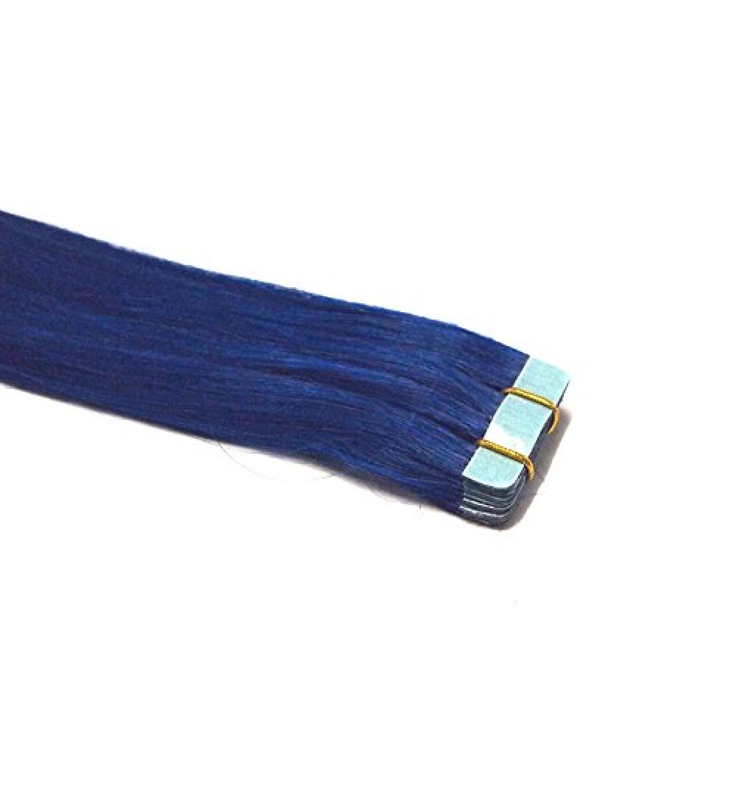 Tape In/On 100% Human Hair Remy Hair Extensions Hair Extension 2.5g / Weft (50cm - 10 Wefts - #Blue)