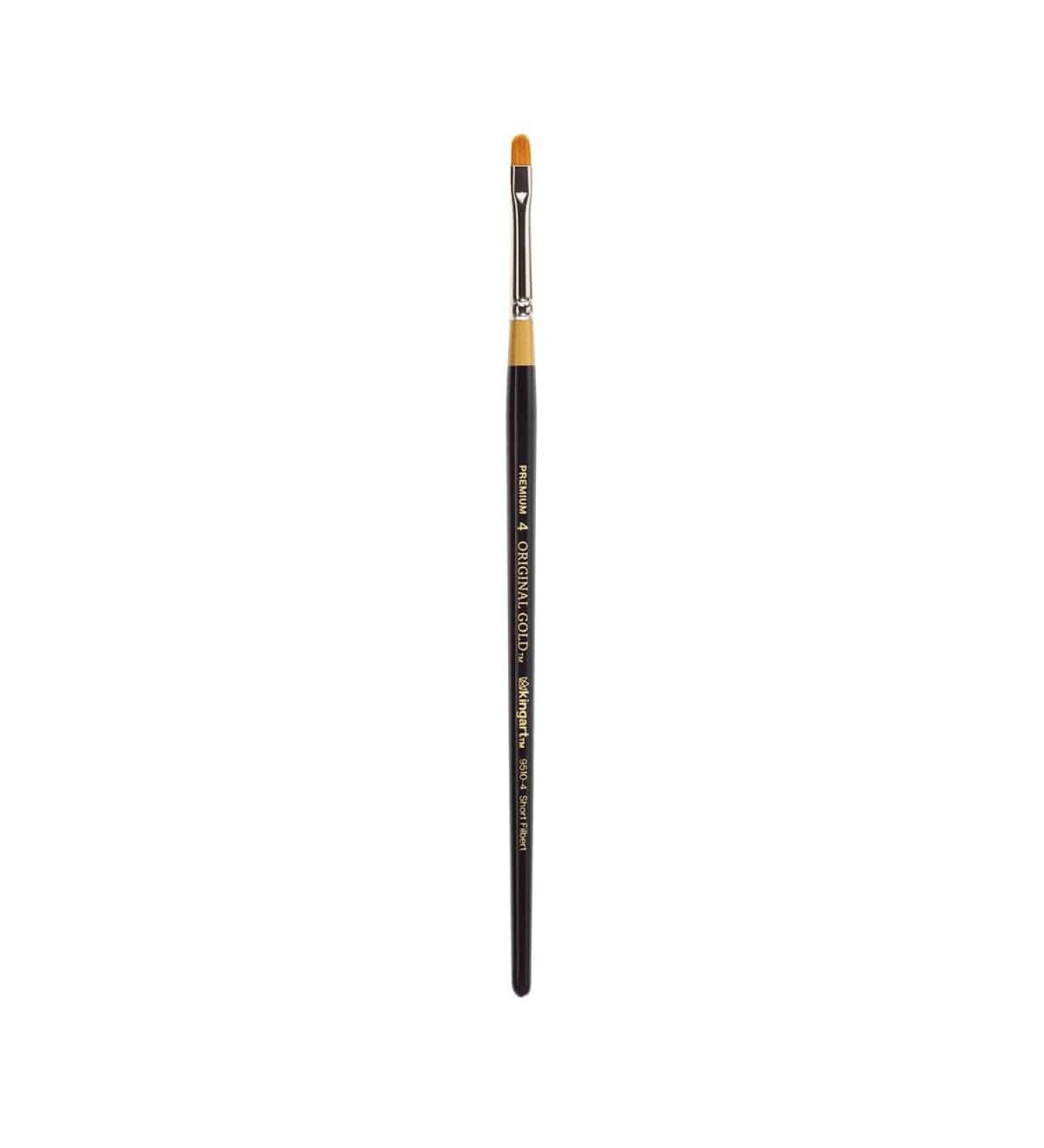 KINGART Original Gold 9510 Series, Golden Taklon Short Filbert (4) 4 Black