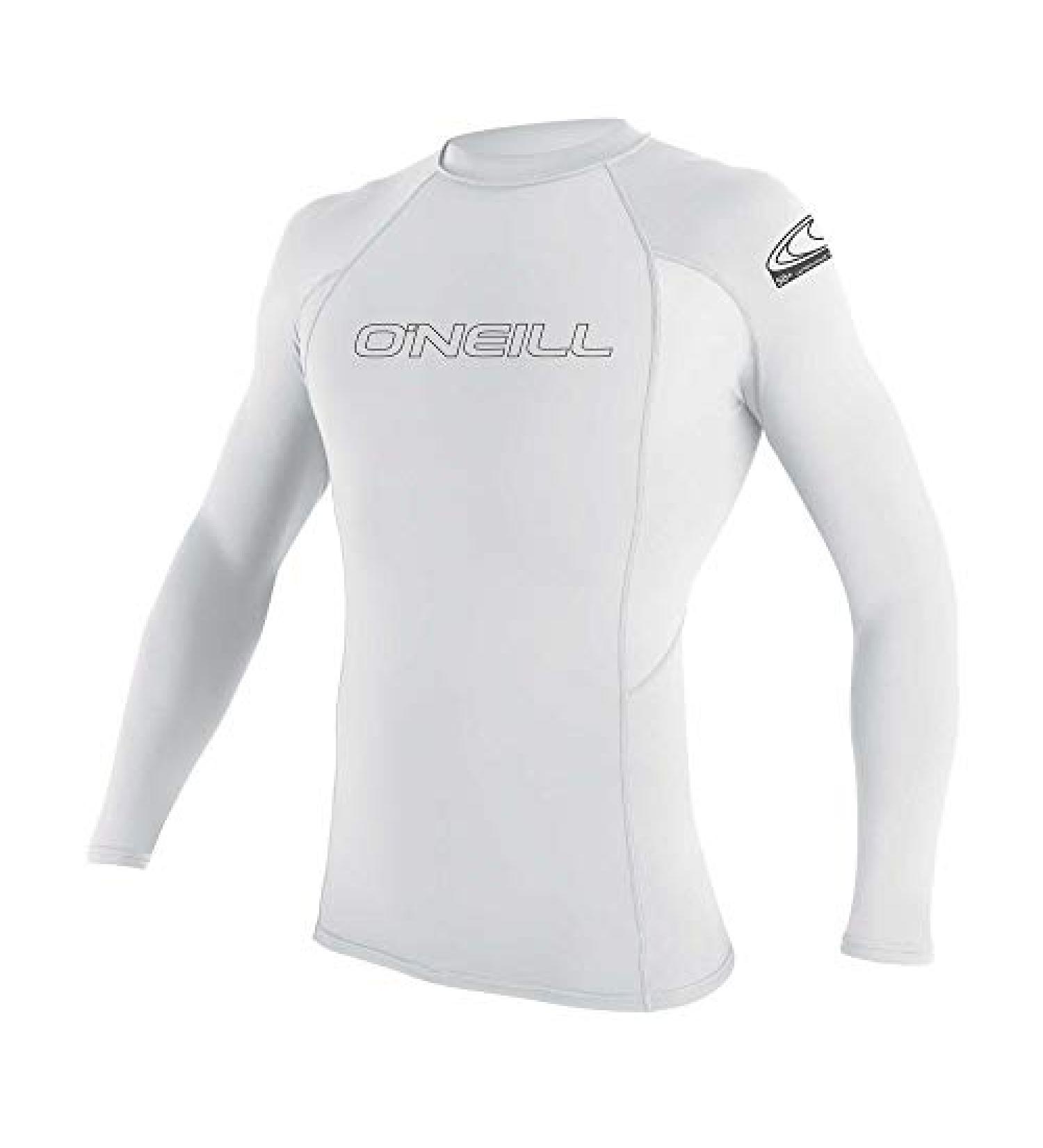 O'Neill Men's Basic Skins UPF 50+ Long Sleeve Rash Guard - White - Size Medium - Buy Online on GoSupps.com