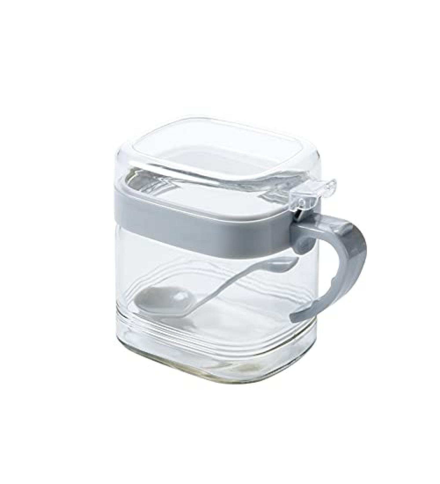 WALFREW Spice Jars with Glass Grams for Kitchen with Cover and Spoon Size 9 cm x 8 cm x 11 cm - Buy Online on GoSupps.com