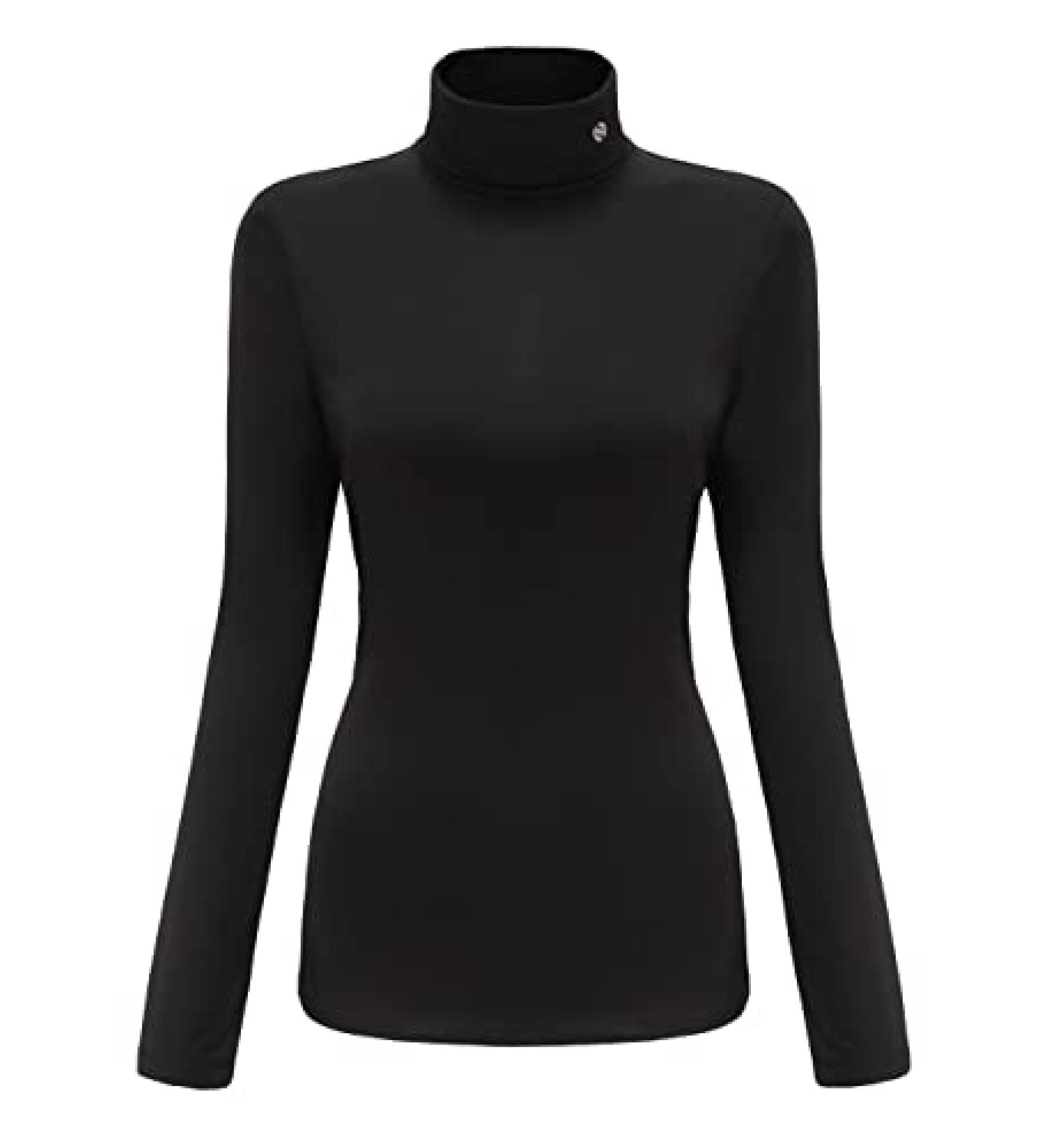 SSLR Women's Thermal Turtleneck Shirt | Fleece Lined Winter Top | Slim Fit Base Layer | Black, Large - Buy Online on GoSupps.com