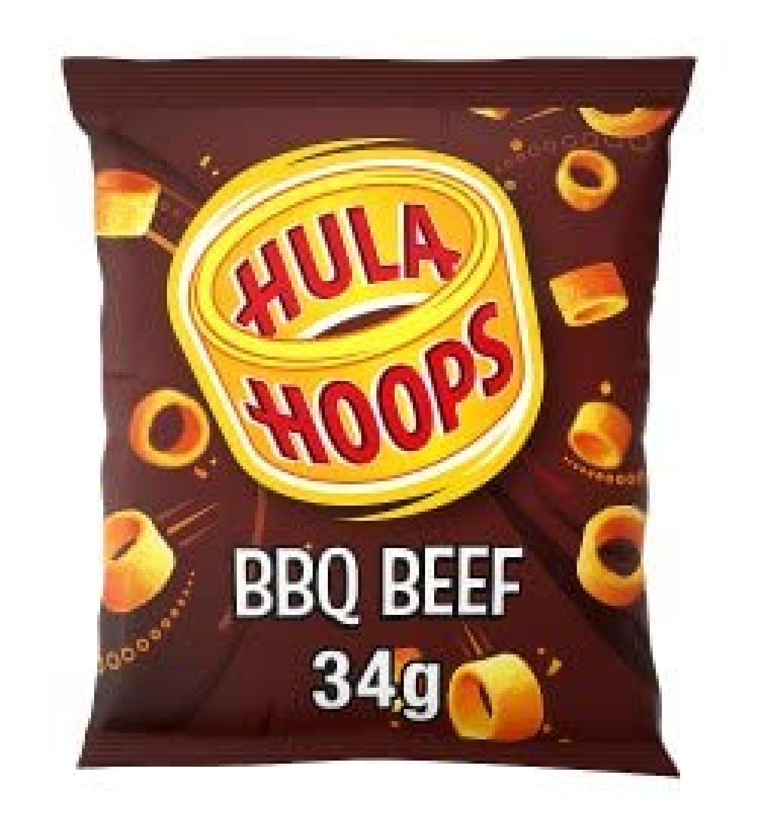 BBL Bada Business Limited Hula Hoops BBQ Beef 32 X 34G Potato Rings Full Box 32.0 count