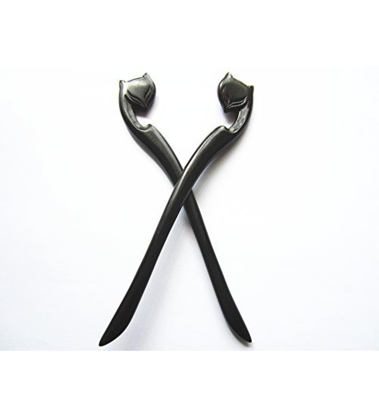 Handmade Ebon Hair Sticks - 2 Pack Spirit Foxes Hair Pins - Buy Online on GoSupps.com