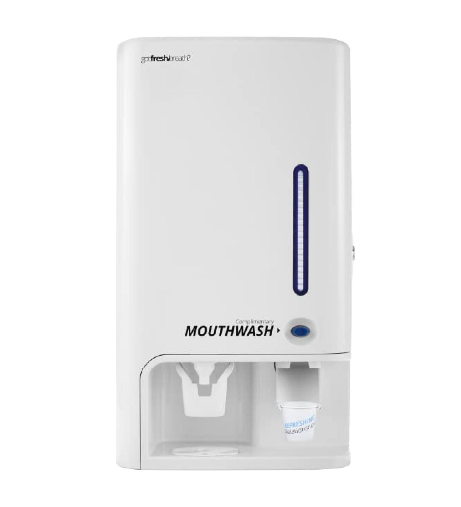 White Slim Manual Mouthwash Dispenser for Alcohol-Free Mouthwash - Buy Online on GoSupps.com